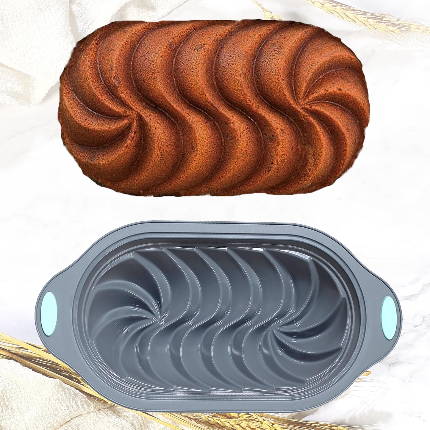 Tongjude 4 Piece Silicone Loaf Pan for Baking, Non-Stick Kitchen Oven Bread Pan, Perfect for Banana Bread, Sandwich, Pound Cake and Meatloaf, 6 Cups, Grey
