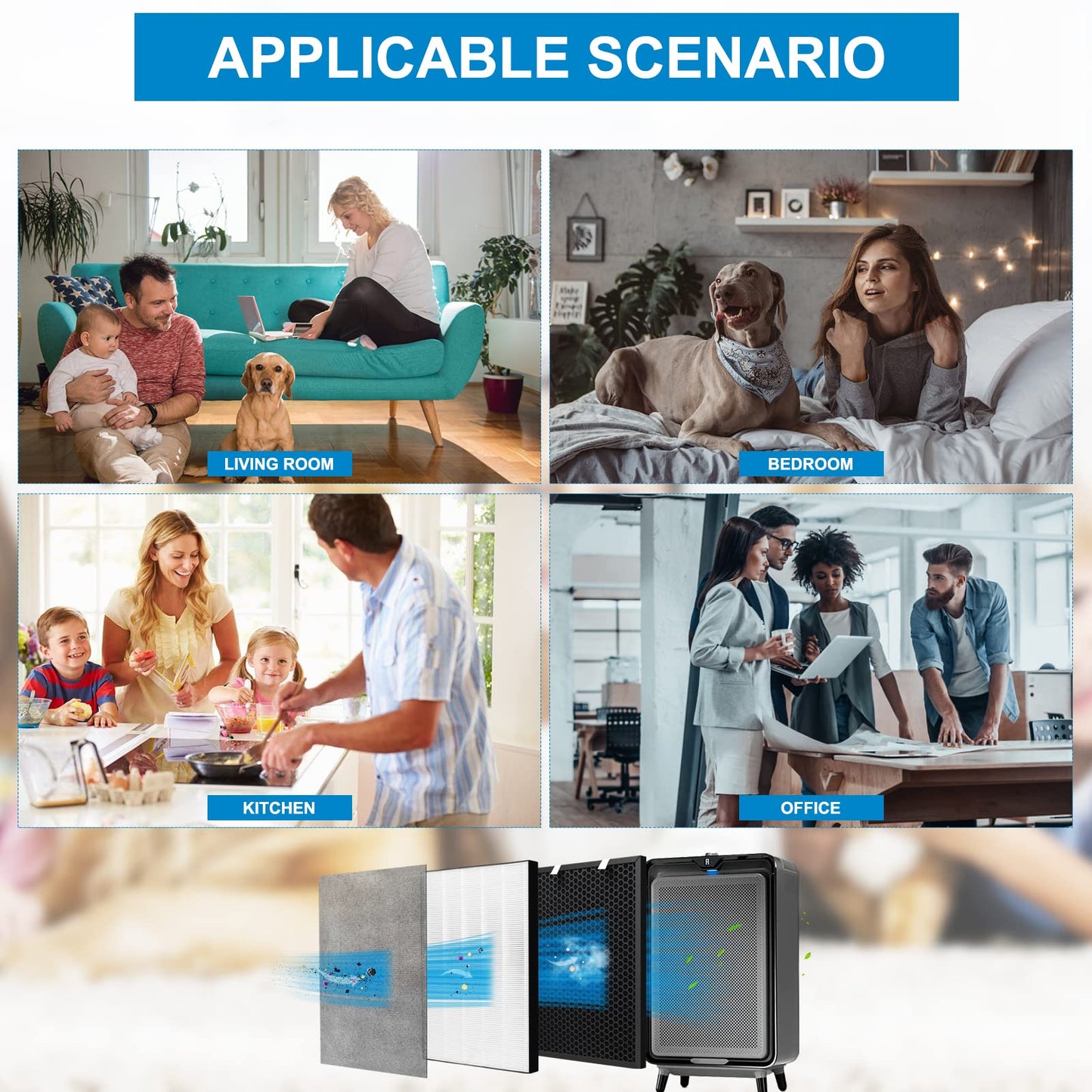 2 Sets Air220 Air320 Filter Replacement Compatible with Bissell Air320 Air220 2768A 2609A Air Purifier, Include 2 Post + Pre & Activated Carbon Filter, Compare Part # 2677,2678,2804