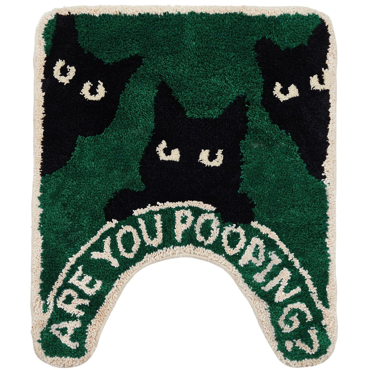 Drydiet Toilet Rug U Shaped Washable Soft and Absorbent Bathroom Rugs Non Slip Bath Mat Machine Wash Bathroom Contour Rug for Toilet Base, 24 x 20 Inch (Black Cat)