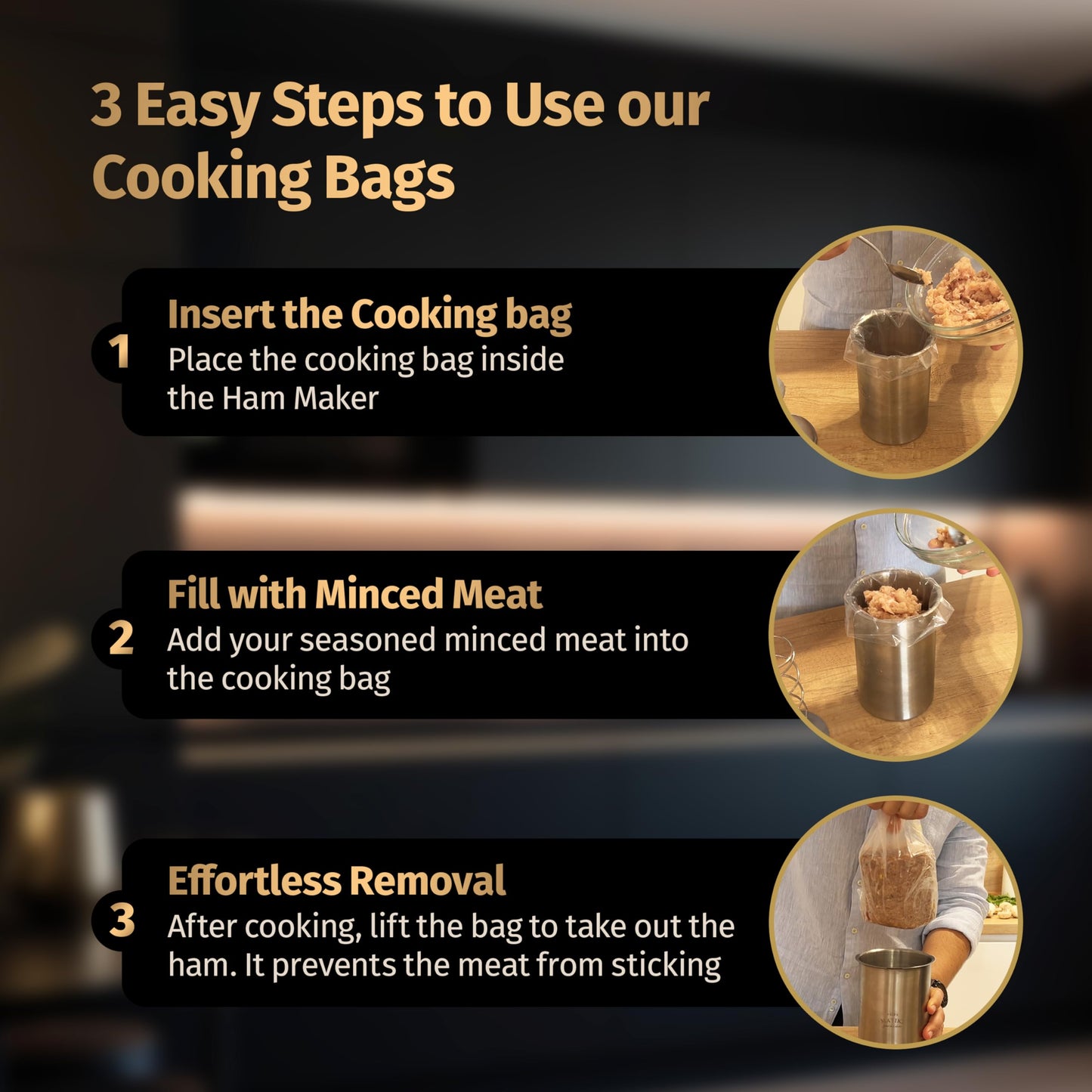 Deli Meat Press Bags for Ham Maker, Cold Cut Meat Press Cooking Bags, Boil Safe Liners for Seafood, Vegetables, BPA-Free Freezer Safe, Heat Resistant, Leakproof, 8 x 14 Inch, 40 Pack