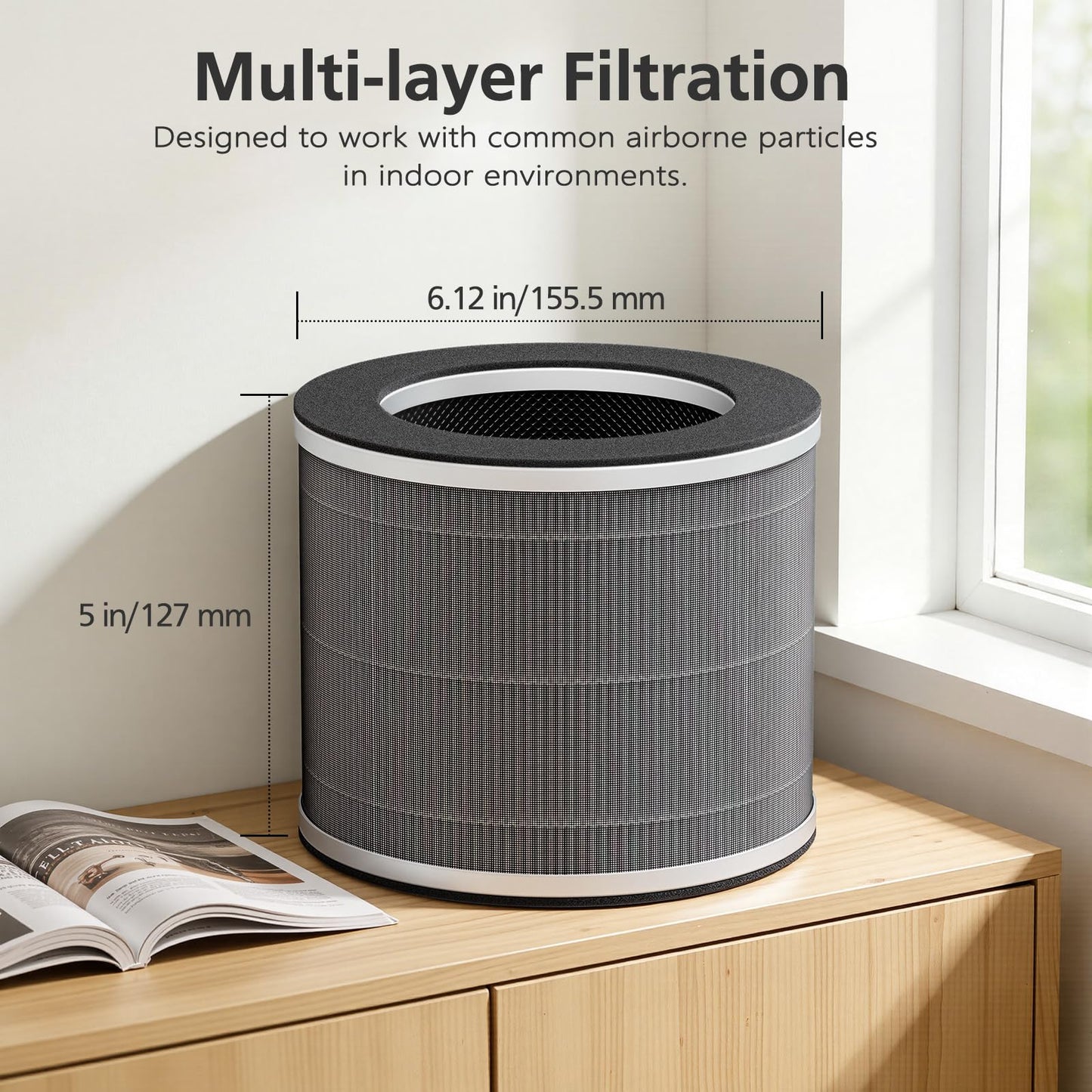 HPA120 & HPA125 Air Purifier Filter Replacement Compatible with Honeywell “O” HEPA Air Purifier Plus Tabletop Air Purifiers HPA120 & HPA125, 3-in-1 with Pre-Filter, HEPA & Carbon Filter