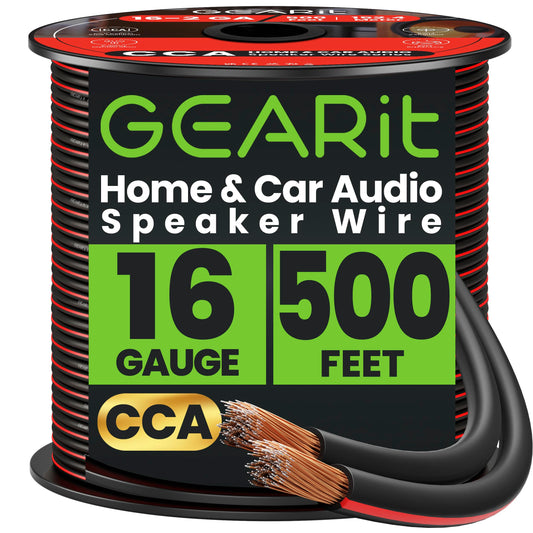 16AWG Speaker Wire, GearIT Pro Series 16 Gauge Speaker Wire Cable (500 Feet / 152.4 Meters) Great Use for Home Theater Speakers and Car Speakers, Black
