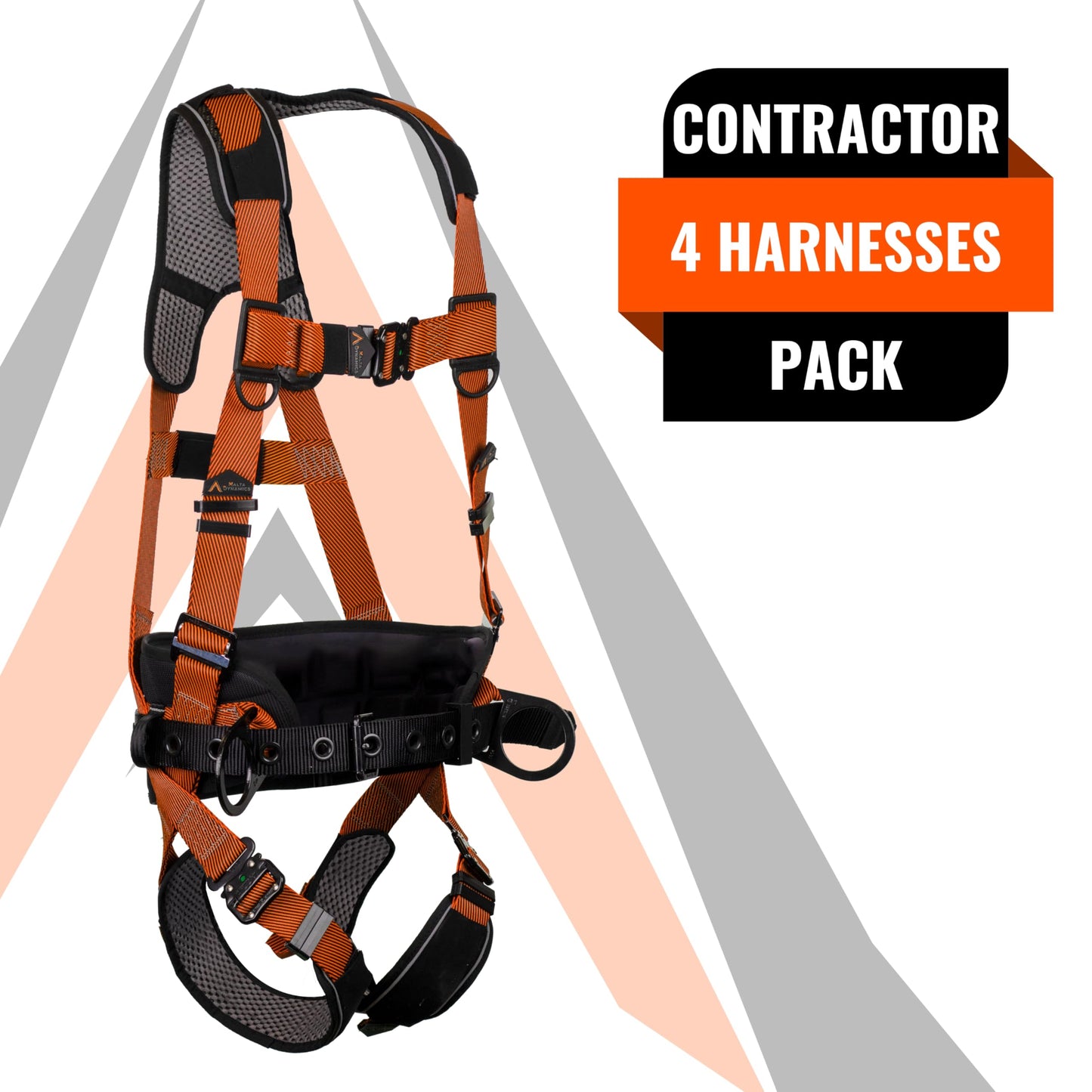 Malta Dynamics Warthog Comfort MAXX - Safety Harness for Construction – Fall Protection Equipment with Removable Belt and Lumbar Support, Side D-Rings, and Padding, OSHA & ANSI Compliant (L-XL)