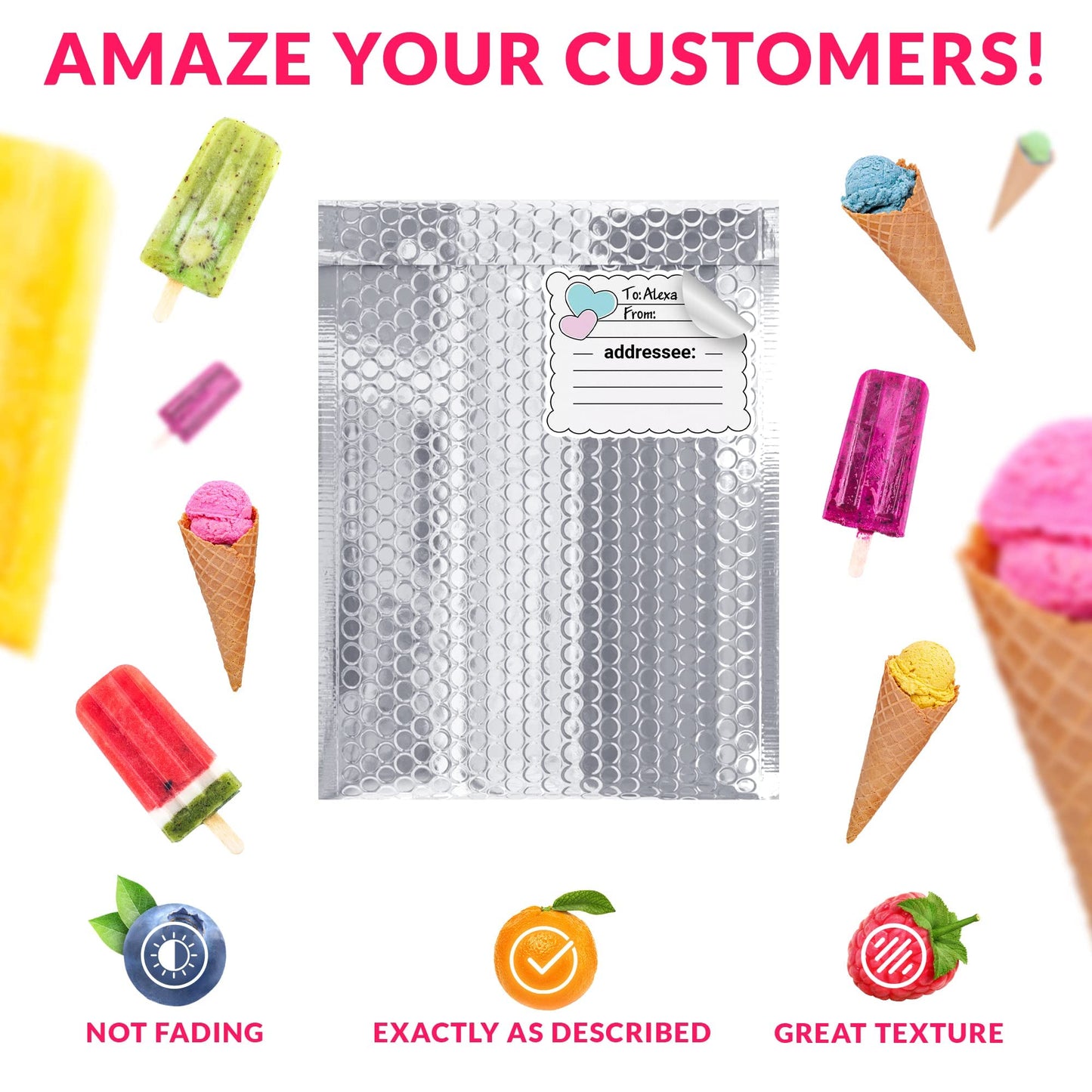 ABC PACK & SUPPLY Thermal Bubble Mailer, 6.5 x 10.5 Inch Metallic Foil Insulated Envelopes, 25 Pack Self Seal Waterproof Shipping Mailers for Cold Shipping Food, Cosmetics & Perishables