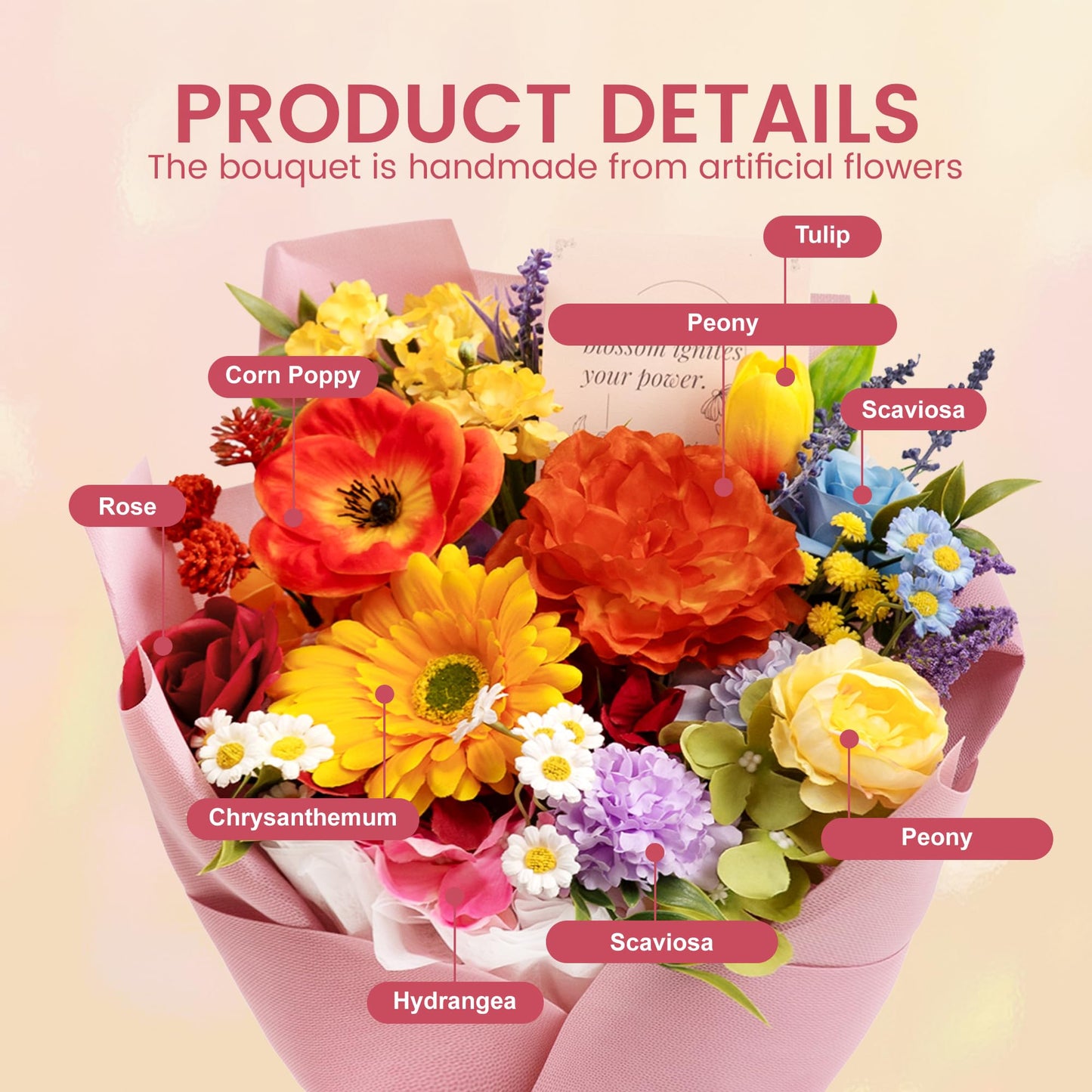 TINGE TIME Preserved Flowers Bouquet, Rainbow Fake Flowers Bouquet, Aritifical Roses Bouquet for Wedding, Table Centerpieces, Valentines, Mothers Day, Birthday Gifts, Anniversary, Engagement