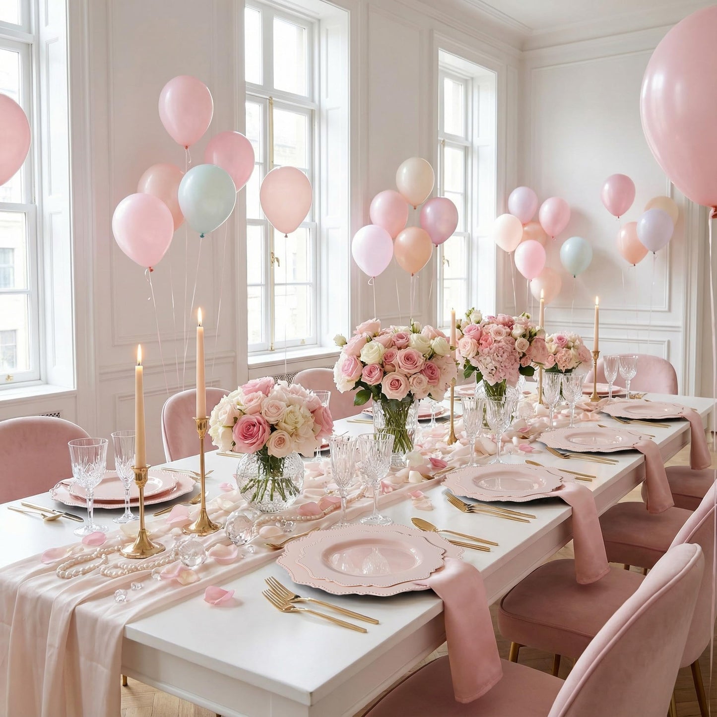 COLOSUS 100 pcs Pink Plastic Plates Set, Nice Disposable Plates,Pink Disposable plates Set for 50 Guest include 50 Dinner Plate 10.5 &50Dessert plates 8.25 for Party,Wedding, Birthday,Mother's Day