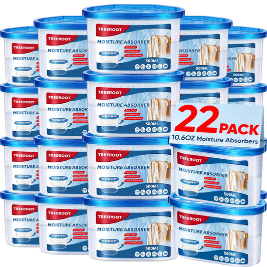 22Pack Moisture Absorbers, 10.6OZ Humidity Absorber Bucket, Moisture Absorbers for Closet, Dehumidifier Bucket for Wardrobes、 Kitchens and Bathrooms, Fragrance Free Humidity Absorber