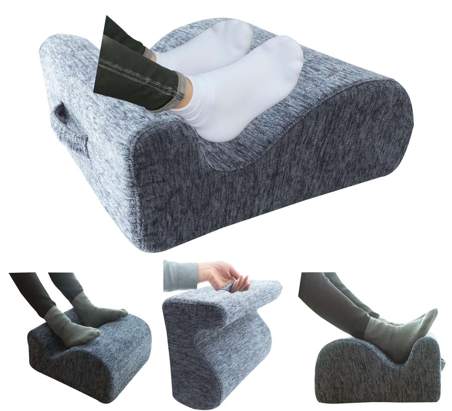 ZXMCJD Ergonomic FootstoolTwo-Way Tilt Design with Heel & Arch SupportWide Non-Slip Foam Footrest with 3-Point Support, Removable Washable Cover for Office/Home, for Prolonged Sitting & Under-Desk Use