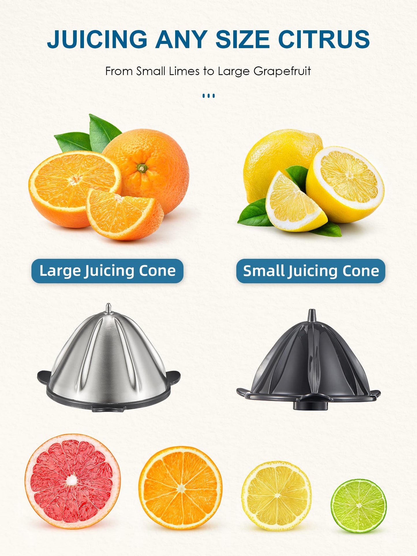 Electric Citrus Juicer Squeezer, Reemix Powerful Orange Juicer with Zine Alloy Die Casting Shell, Luxury Citrus Squeezer with Two Interchangeable Cones for Oranges of any Size (Zine Alloy Die Casting)