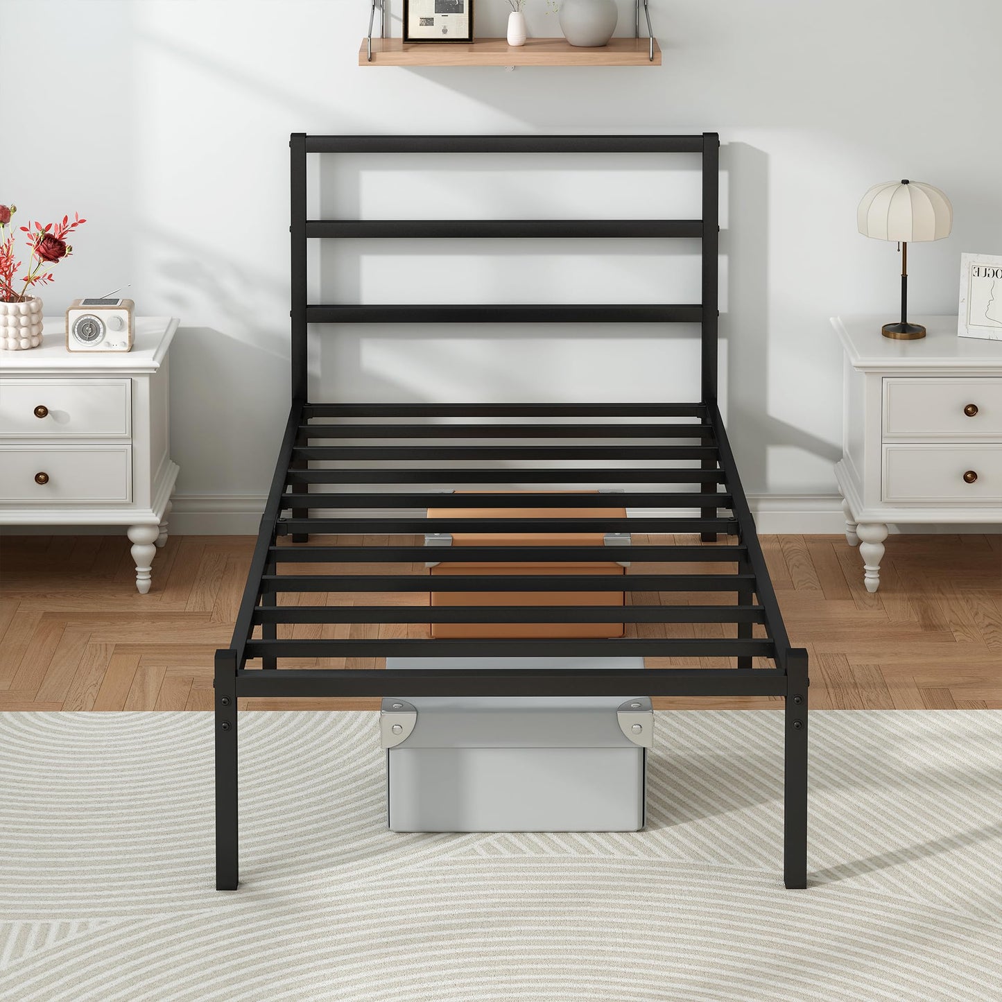 Steel Verve Twin Bed Frames with Headboard and Footboard, 14 Inch Metal Platform Twin Size Bed Frame with Steel Slat Support, No Box Spring Needed, Noise Free, Easy Assembly, Black
