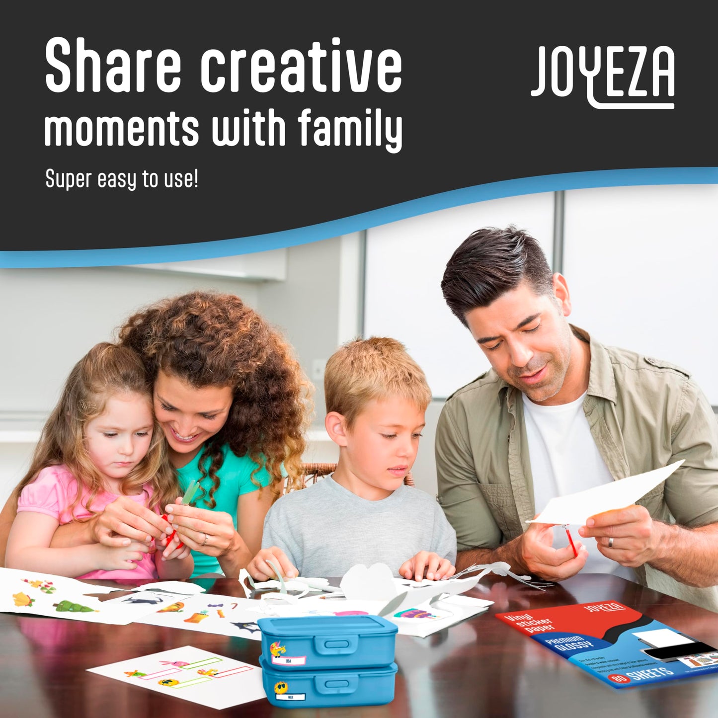JOYEZA Premium Printable Vinyl Sticker Paper for Inkjet Printer - 80 Sheets Glossy White Waterproof, Dries Quickly Vivid Colors, Holds Ink well - Inkjet & Laser Printer