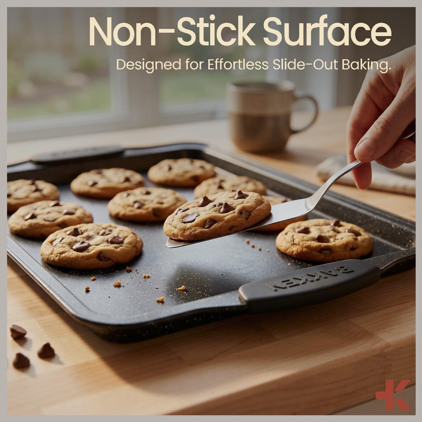BAKKENMaster 6-Piece Nonstick Gray Marble Coated Bakeware Set - Professional Quality Carbon Steel Pans with Silicone Handles - Ideal for Oven, Refrigerator, Freezer - Dishwasher Safe