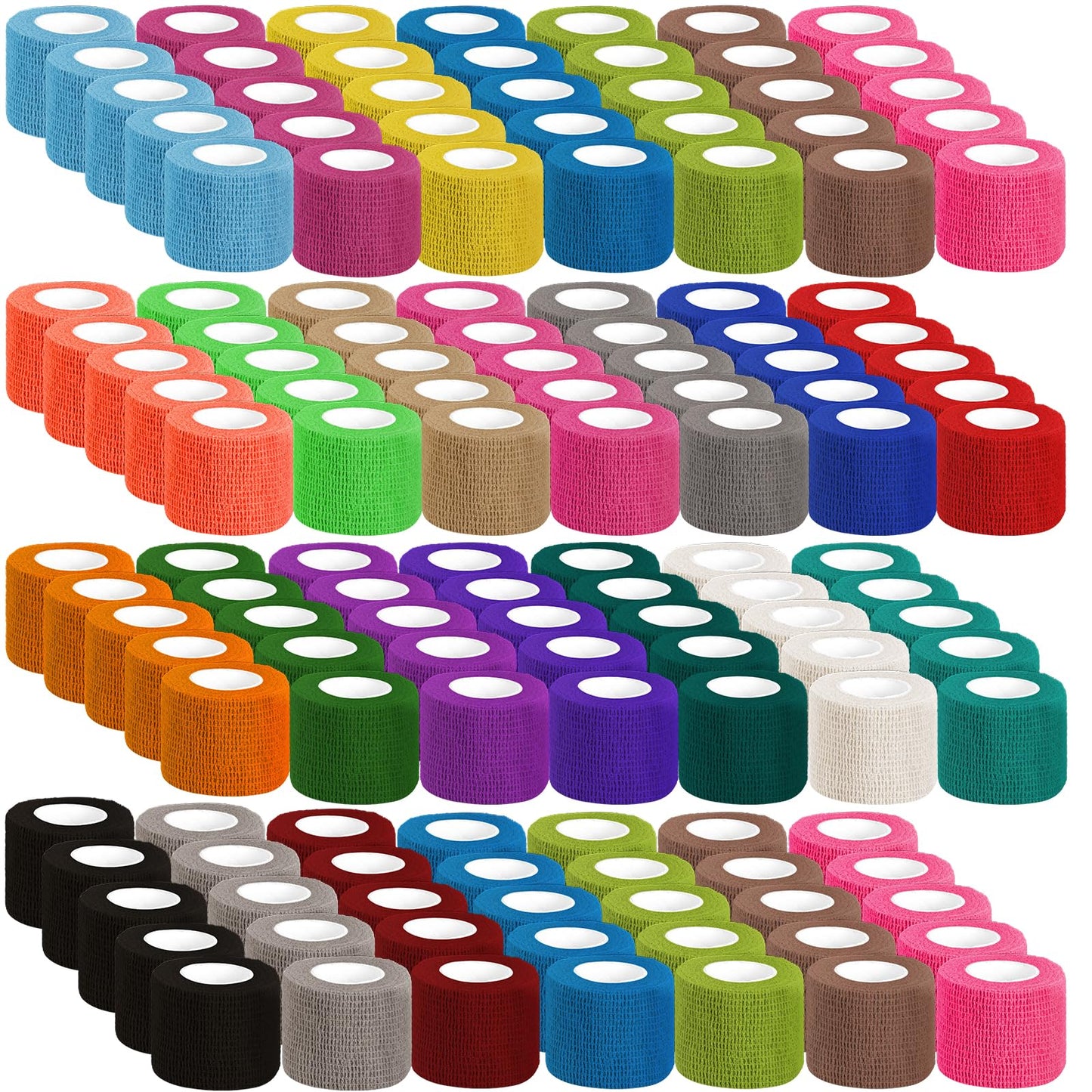 120 Pack Colorful Self Adhesive Bandage Wrap Bulk 2 Inch x 5 Yards Cohesive Bandage,Vet Wrap Breathable Elastic Self-Adherent Tape for Stretch Athletic Sports Wrist Ankle Dogs Pet Vet Wrap