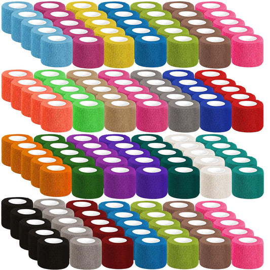 120 Pack Colorful Self Adhesive Bandage Wrap Bulk 2 Inch x 5 Yards Cohesive Bandage,Vet Wrap Breathable Elastic Self-Adherent Tape for Stretch Athletic Sports Wrist Ankle Dogs Pet Vet Wrap
