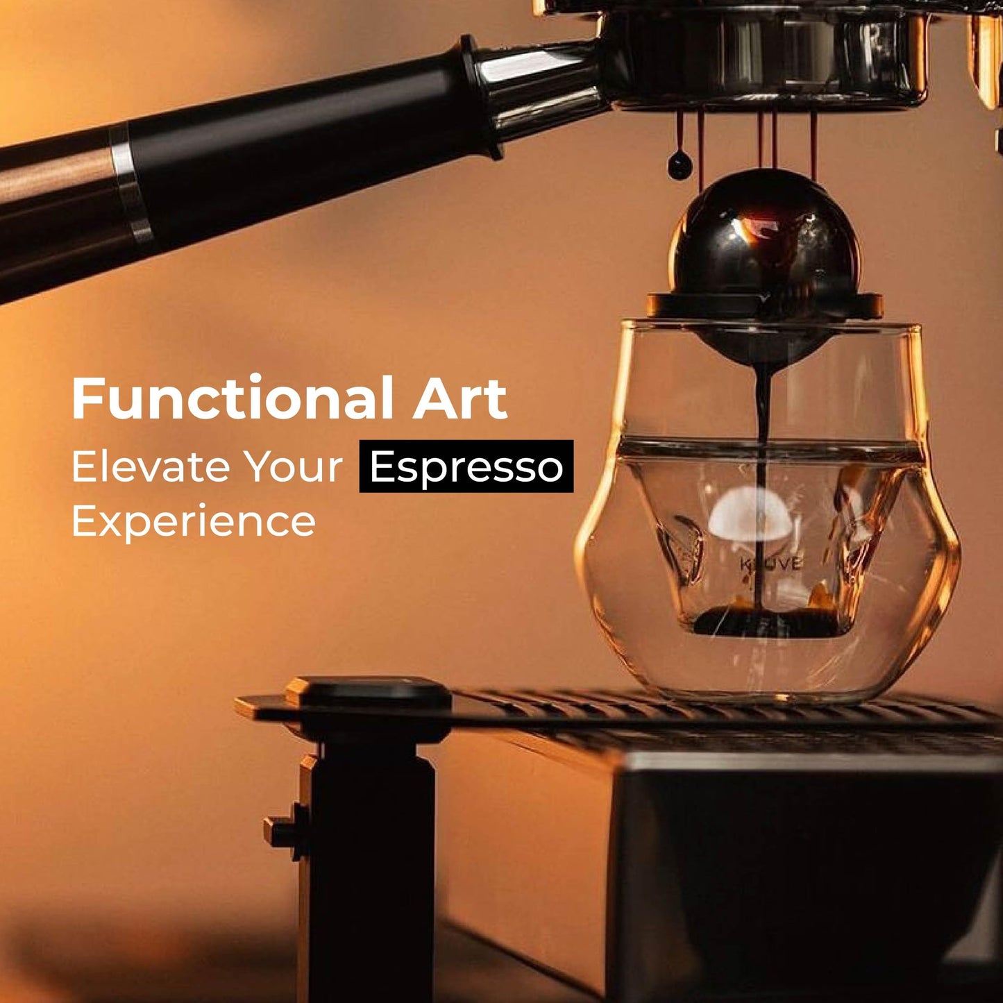 KRUVE Propel Espresso Cups, Handmade Double-Walled Glass Coffee Mugs, Clear 2.5 oz, Scientific Design for Better Tasting Coffee (Set of Two) - Unique Glass Coffee Cups with Headspace & Internal Fins