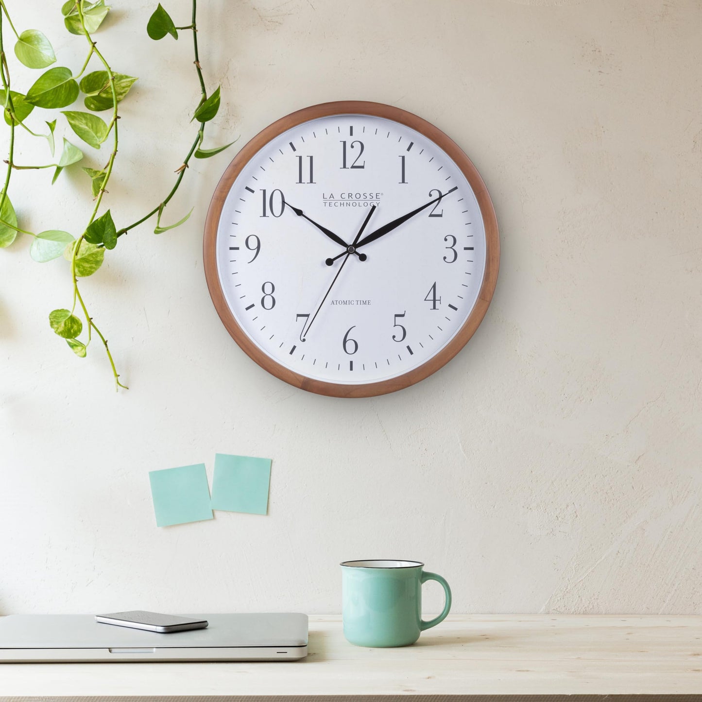 La Crosse Technology Atomic Analog Wall Clock, Wood, 12.80" (404-50447)