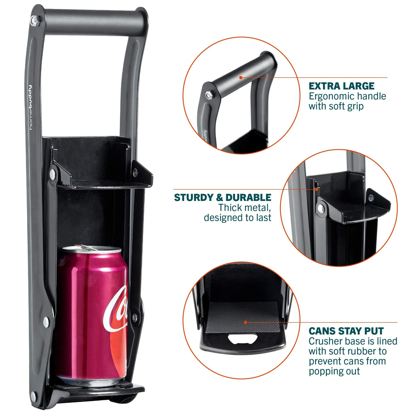 HomeBuddy Can Crusher for Recycling - 12 Oz. and 16 Oz. Can Crusher Wall Mounted for Aluminum - Compact and Easy to Use, Mounting Rivets Included, Man Cave Accessories