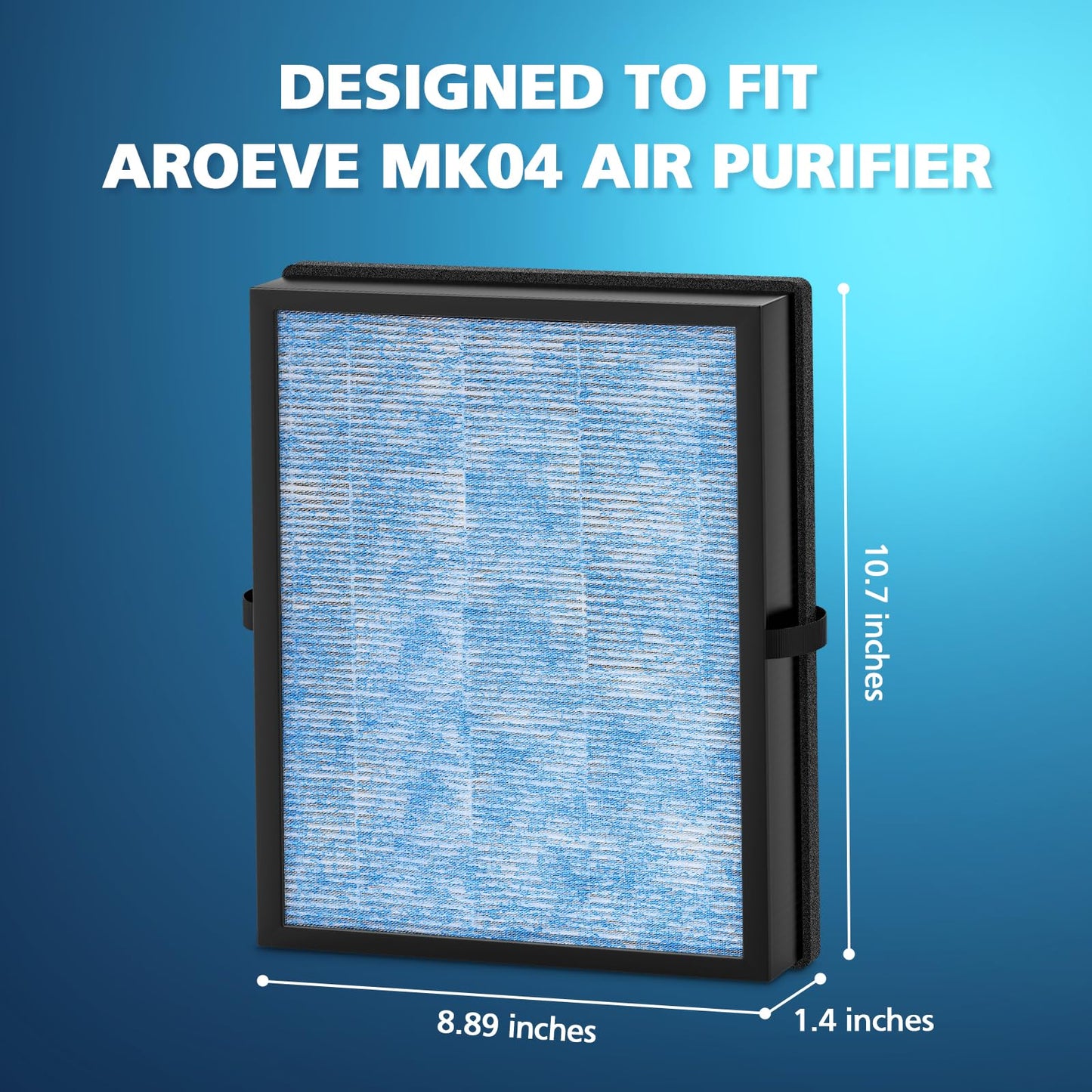MK04 Filter Compatible with AROEVE MK04 Air Purifier Replacement 4-Layer HEPA Filter for Dust Pet Dander Smoke Pollen for Home and Office Up to 1095 Sq.Ft, MK-04LX MG04JH - Standard Version, 4 Pack