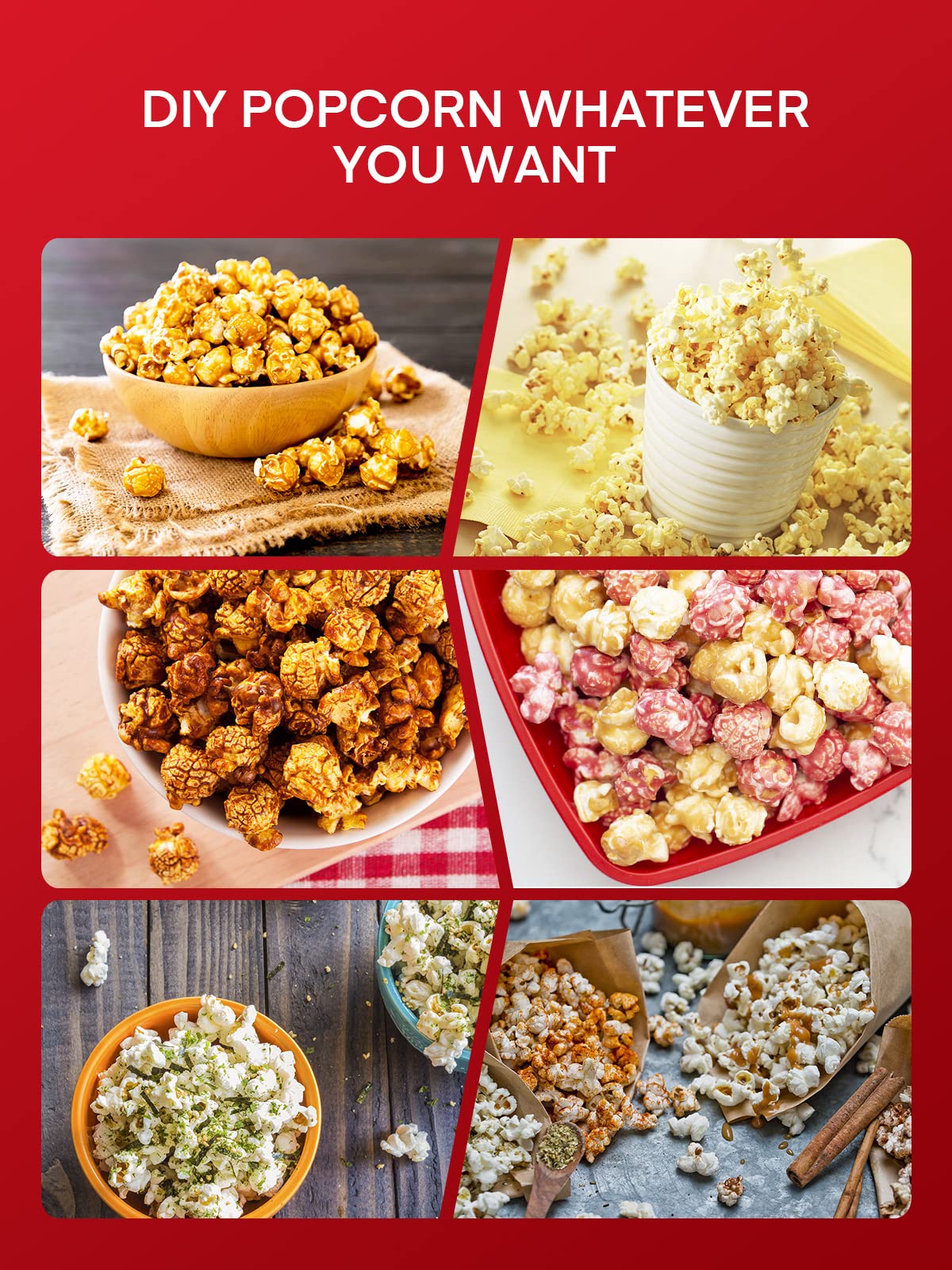 Popcorn Machine, FOHERE 6.3 Quarts Electric Hot Oil Popcorn Popper Machine with Stirring Rod, Large Lid for Serving Bowl and Convenient Storage, Removable & Nonstick Plate, 28Cups, Two Measuring Cups