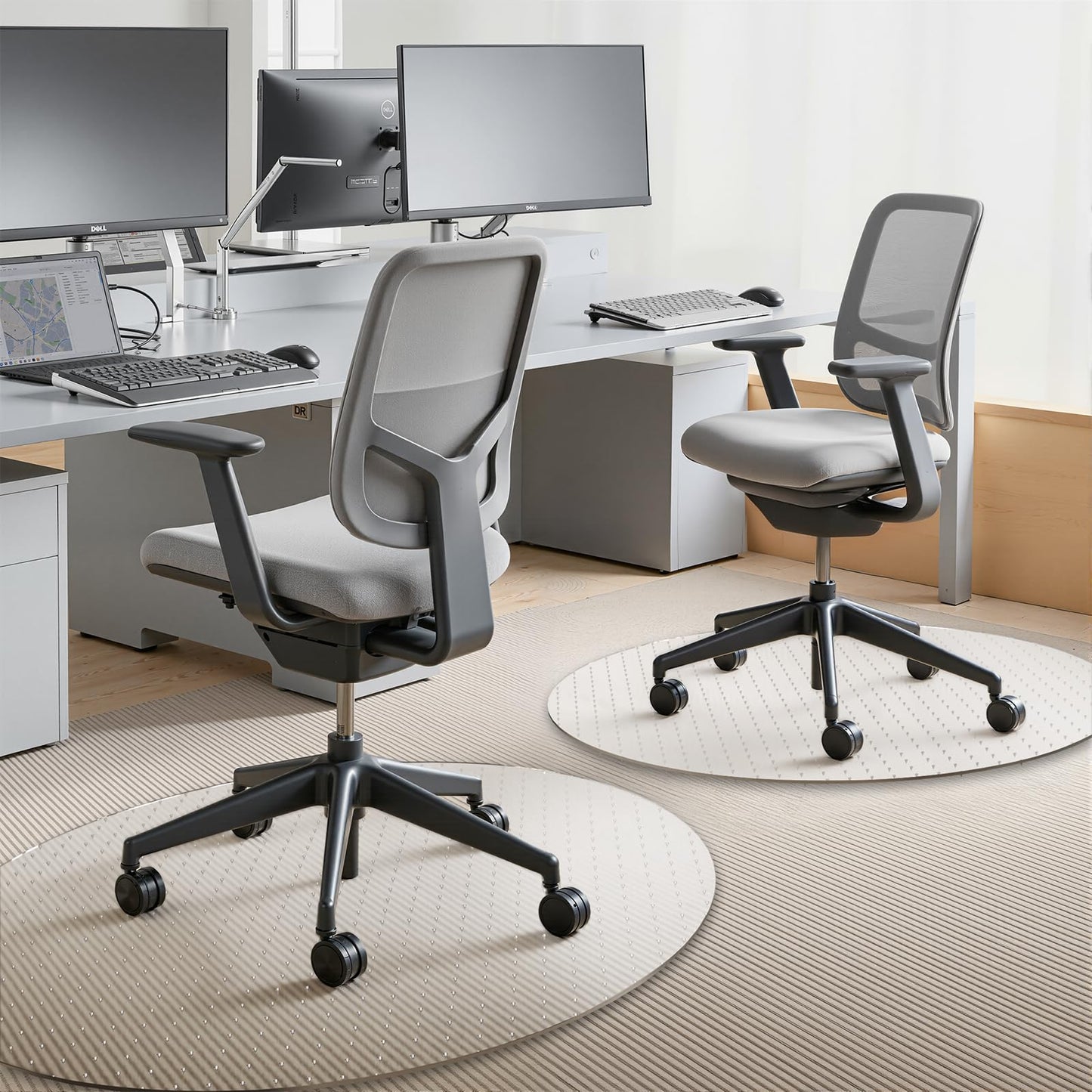 PVC Chair Mat for Carpet, Computer Desk Floor Protector, Rolling Chair Pad, 36 x 36 Inch, 2 Pack