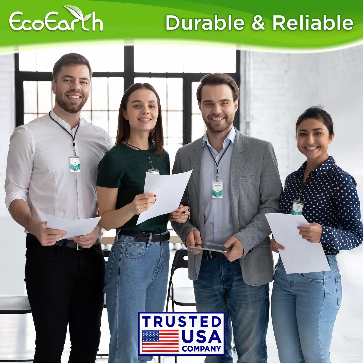 EcoEarth - Vertical Card Protector w/Soft Edge - Premium Tier Sealable 2.25x3.5 Inch, 250 Pack - Waterproof ID Badge Holder - Plastic Name Tag Holder Bulk