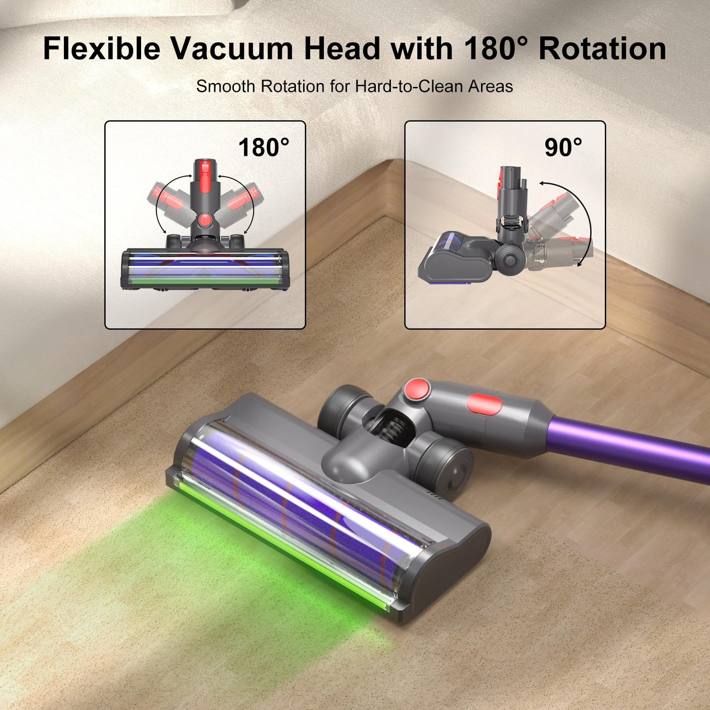 V7 V8 V10 V11 V15 G5 Vacuum Cleaner Heads Parts 2 Brushes Replacement for Dyson SV10 SV11 SV12 SV14 SV15 SV17 SV22 SV23 SV25 SV27 SV28 SV47 Cordless Vacuum Cleaner with Led Light Cordless Cleaner Head