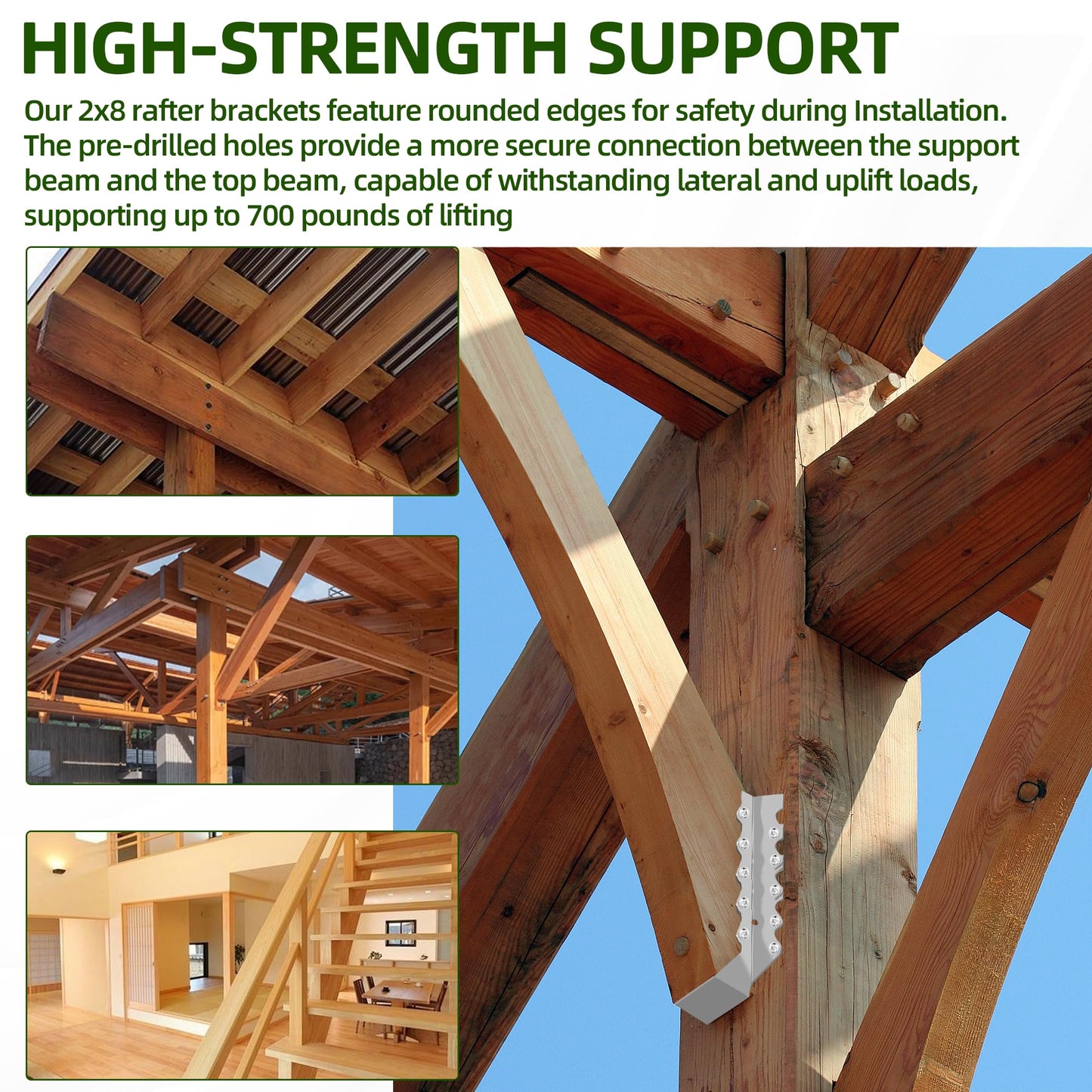 (30-Pack) Calvana 2x8 Brackets for Wood, Joist Hangers, Rafter Brackets, Versatile Rafter Ties, Made from Durable 20-Gauge Carbon Steel