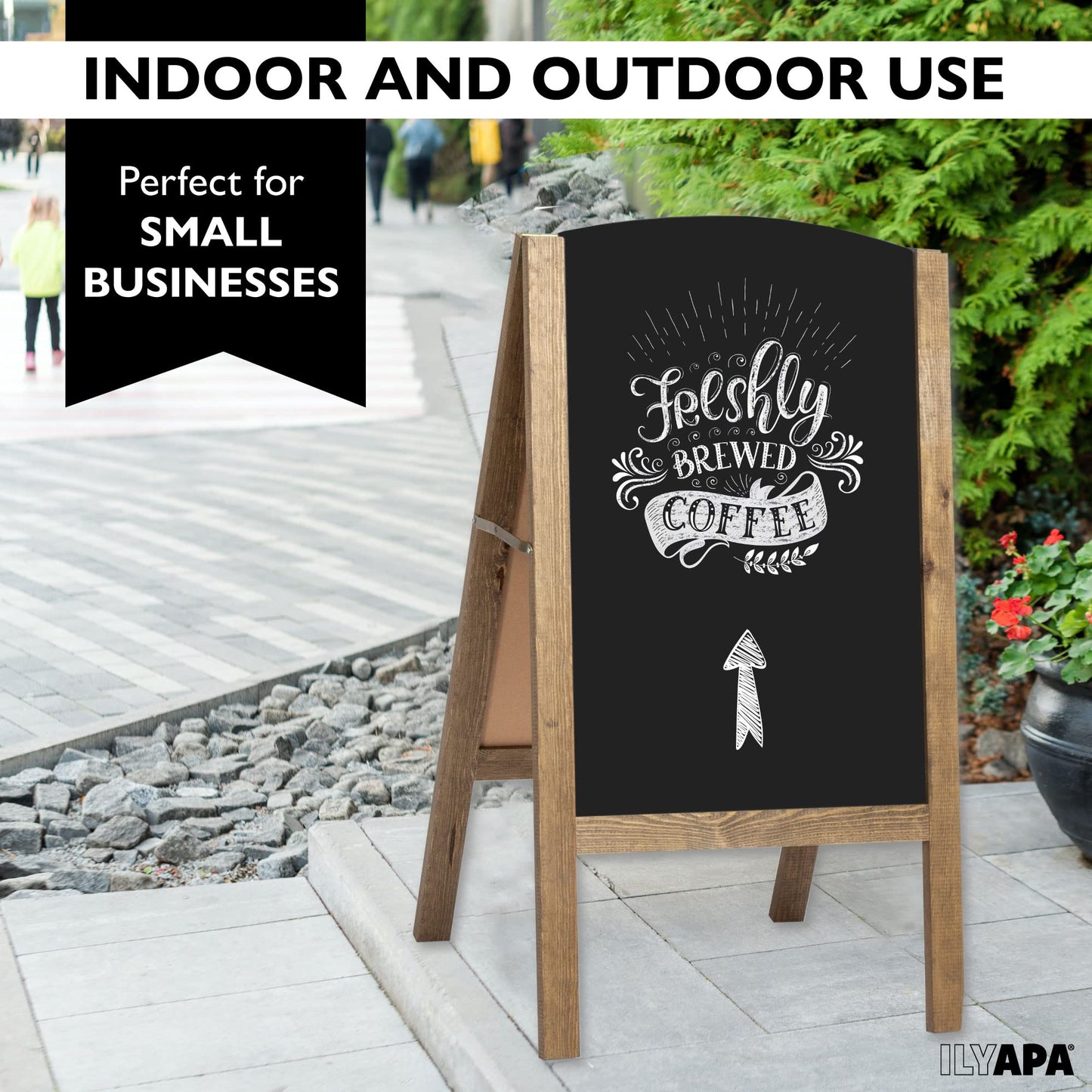 Ilyapa Wooden A-Frame Chalkboard Sidewalk Signs with Rounded Top - 20 x 40 Inches Barnwood Chalkboard - Sturdy Freestanding 20x40 Menu Display Board