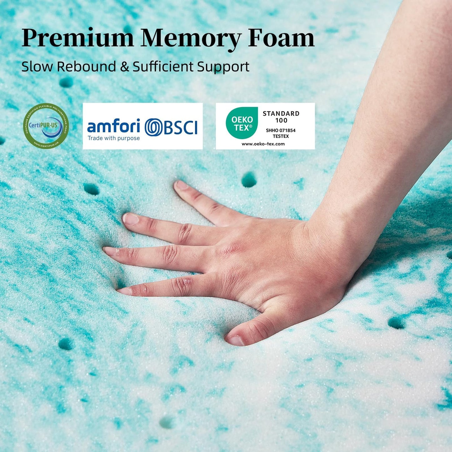 SIEMOUR 3 inch Memory Foam Mattress Topper Queen Size Bed, Gel Infused Memory Foam Mattress Pad for Back Pain Relief, 60x80 Inches