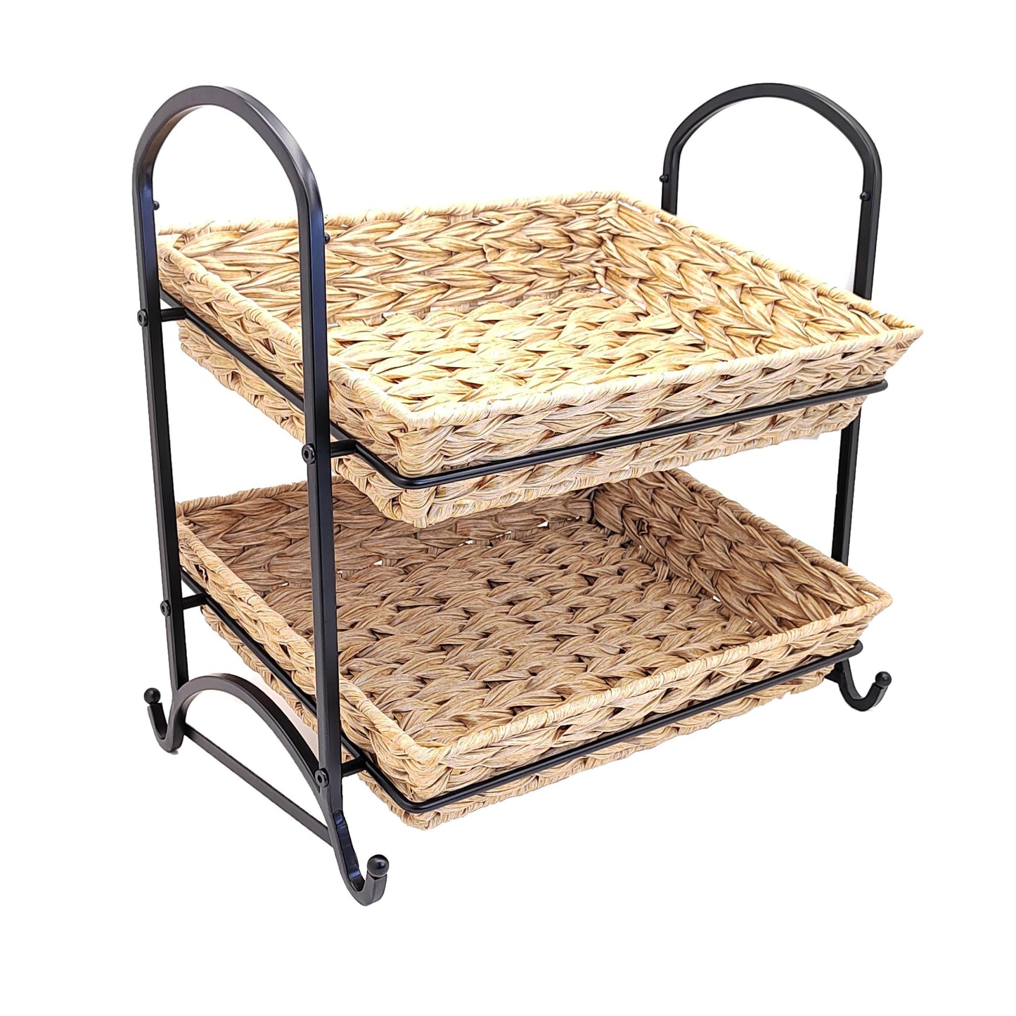 Lihou PapaQ Stackable Candy Display Rack wtih Rattan|Stackable Candy Organizer|Multi-Function Snack Rack&Shelf for Chips |Perfect Display Solution for Stores (Brown, Medium)