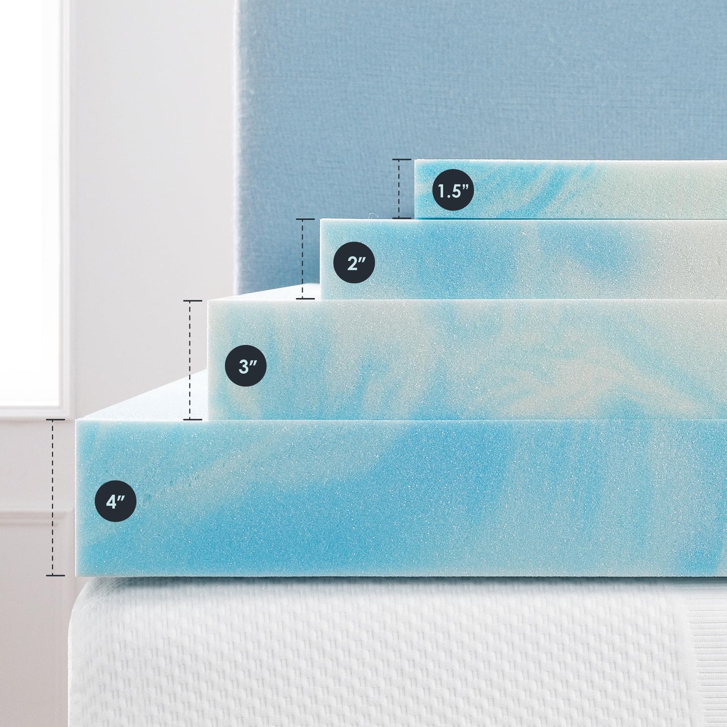 Best Price Mattress 2 Inch Swirl Gel AeroBreeze Cooling Air Flow Memory Foam Mattress Topper, Dorm Essentials, Twin