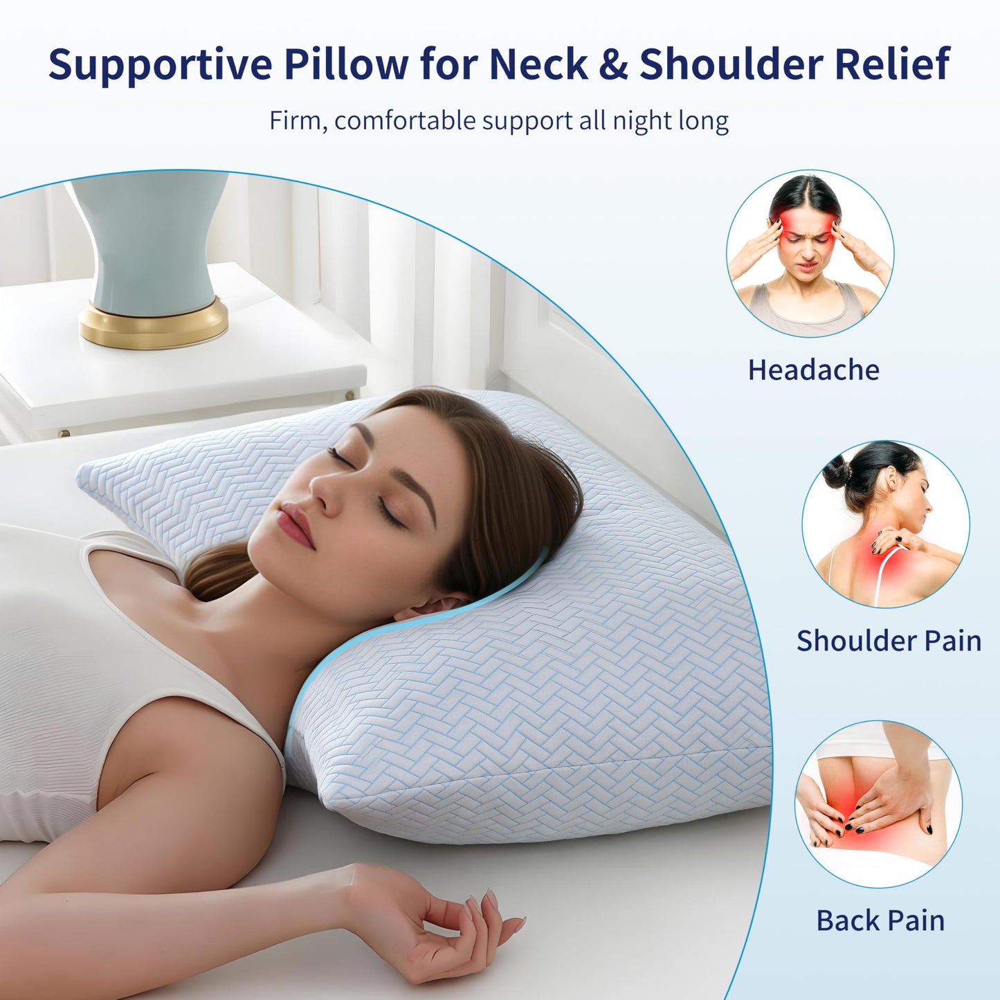 DOWNCOOL Cooling Pillow Queen Size Set of 2, Adjustable Shredded Memory Foam Pillows for Sleeping, Cool Bed Pillows for Hot Sleepers, Supportive Firm Pillow for Side Back Stomach Sleepers, 20X30