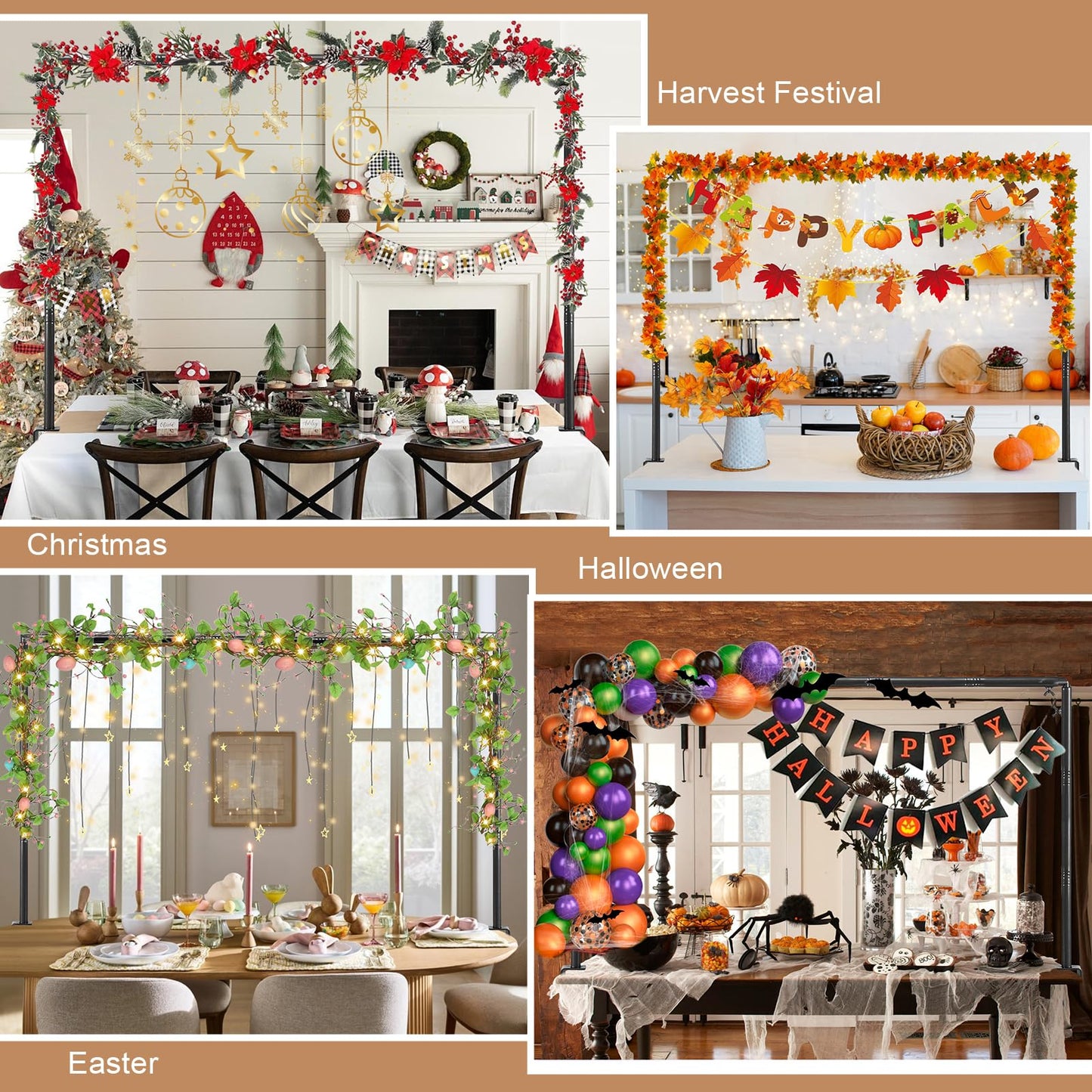 Over The Table Rod Stand with Clamps Adjustable 31-110 in Length 31-64 in Height Black Table Balloon Arch Hanging Stand with Storage Bag for Valentines Day Wedding Birthday Party Decoration