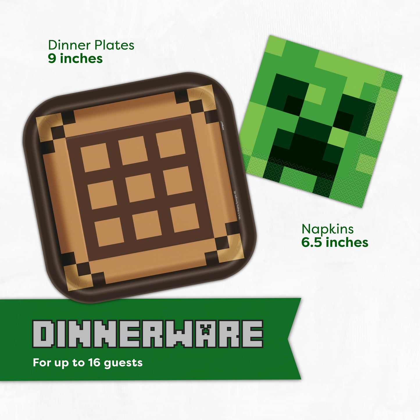 Minecraft Birthday Decorations - Serves 16 | Party Supplies: Minecraft Balloons, Birthday Banner, Plates, Tablecover, Napkins, Stickers