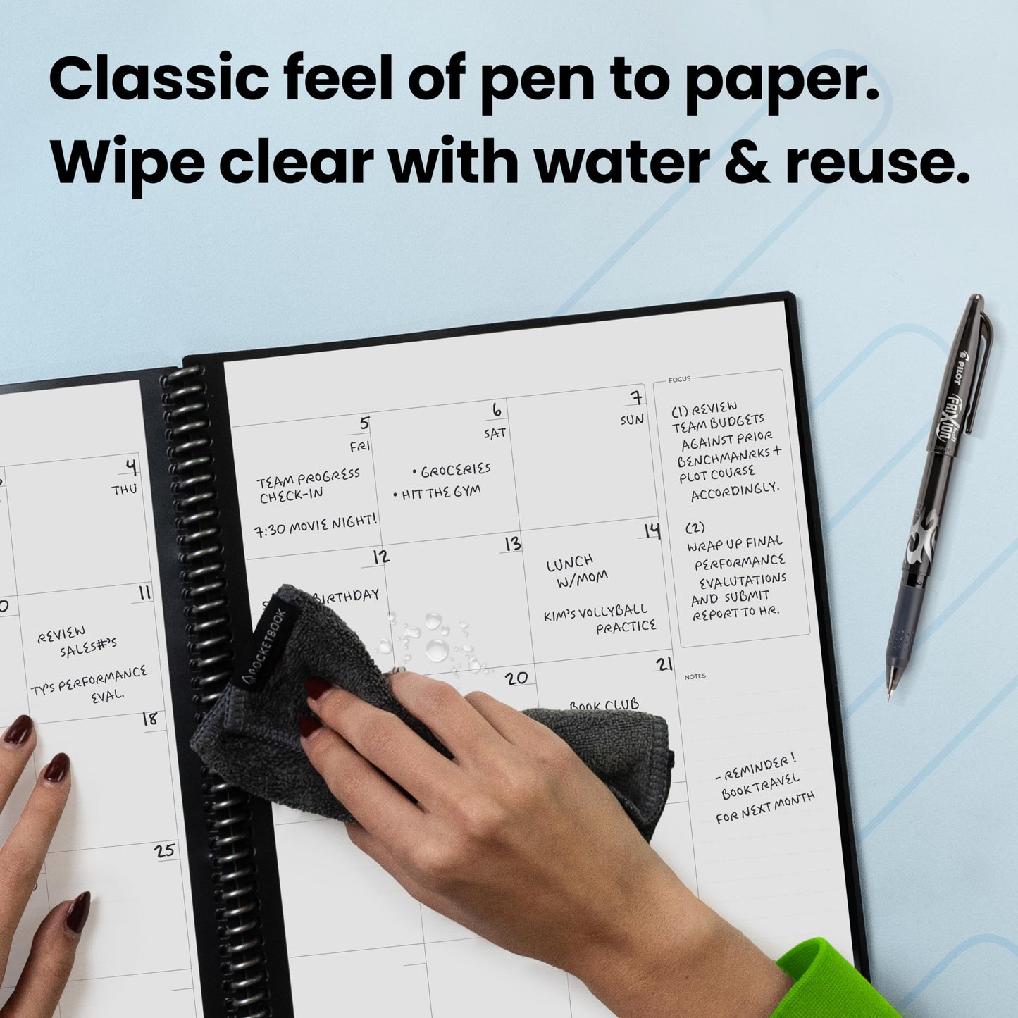 Rocketbook Smart Reusable Everyday Planner, Undated Weekly, Monthly, Annually, For Scheduling, Executive Size, 6x8.8, Black