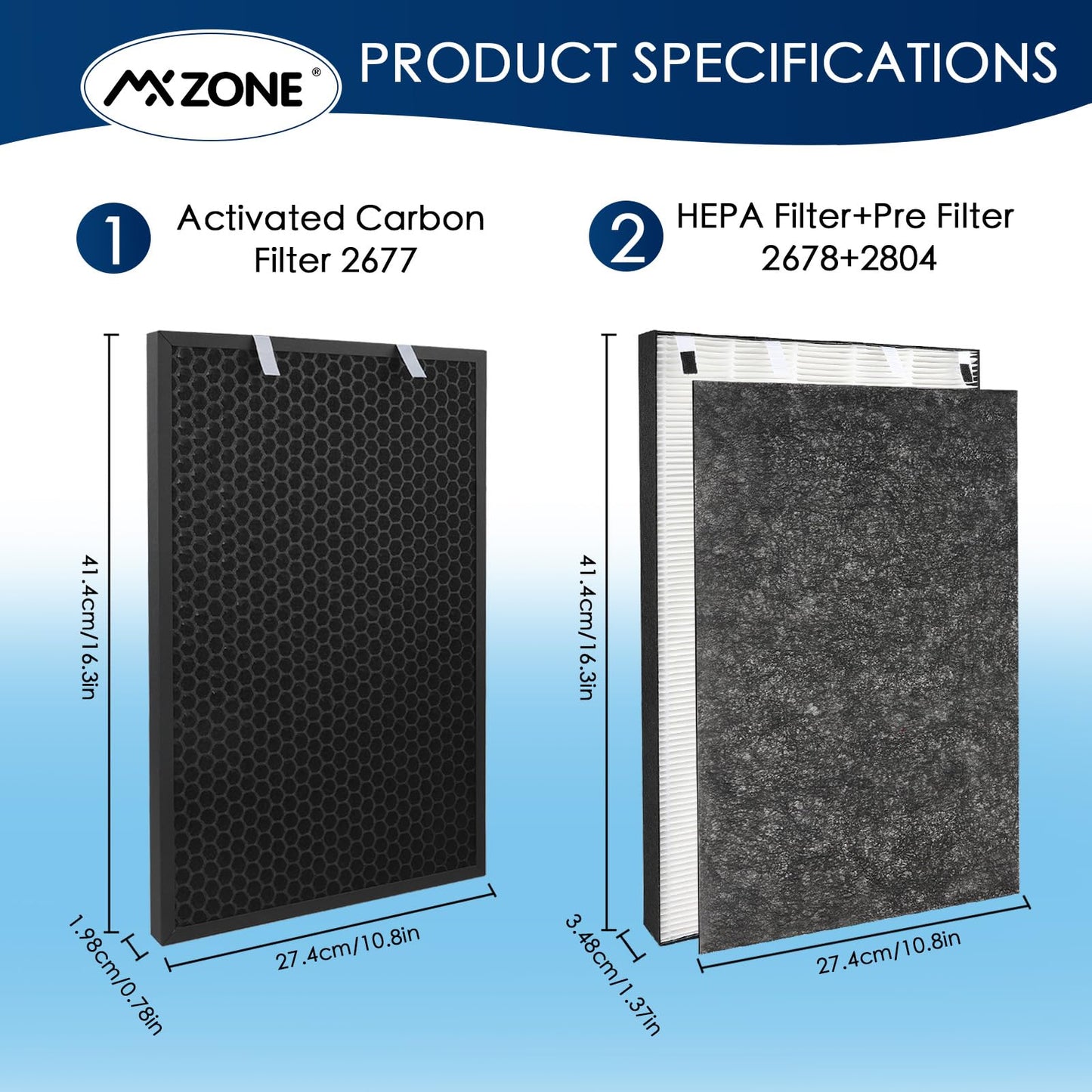 2 Set Air220 Air320 Filter Replacement Compatible with Bissell Air320 Air220 aka 2609A Air Purifier, 2678 True and Pre Filter, 2677 Activated Carbon Filter Included