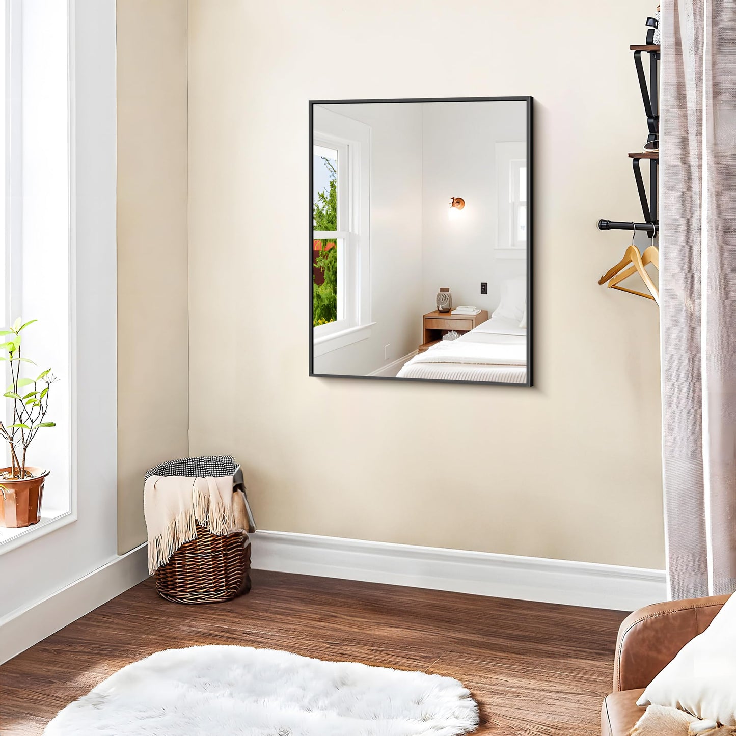KOCUUY Black Mirror, 24x30 Inch Rectangle Bathroom Mirror for Over Sink, HD Tempered Glass, Anti-Rust Frame, Modern Design for Bathroom, Bedroom, Living Room, Entryway, Hang Horizontal/Vertical