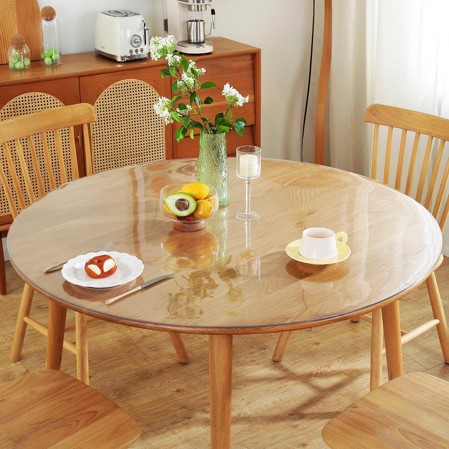Warmstar Clear Table Protector 2mm Thick, Dia.48 Inch Round Table Cover Protector, Plastic Table Cover, Clear Desk Mat Desk Pad, Desk Protector Mat for Coffee Table, Writing Desk, Dining Room
