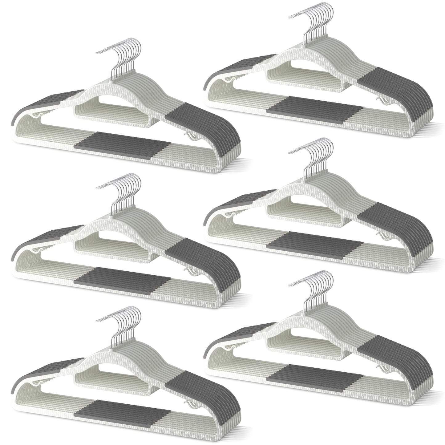 MLKJHHI 60 Pack Heavy Duty Plastic Hangers, Non Slip Clothes Hangers with Rubber Pads and 360° Hook - Thin Space Saving Hanger, Closet Organizer for Shirt, Pants, Suit, Skirt,Coat - Gray