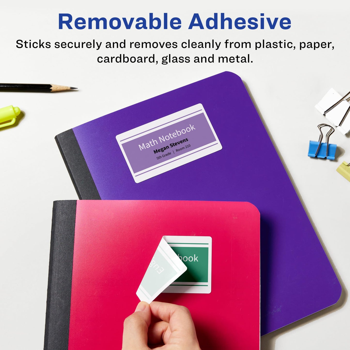 Avery Matte White Removable Rectangle Labels, Sure Feed Technology, 2" x 4", 500 Removable Labels, Laser/Inkjet Printable