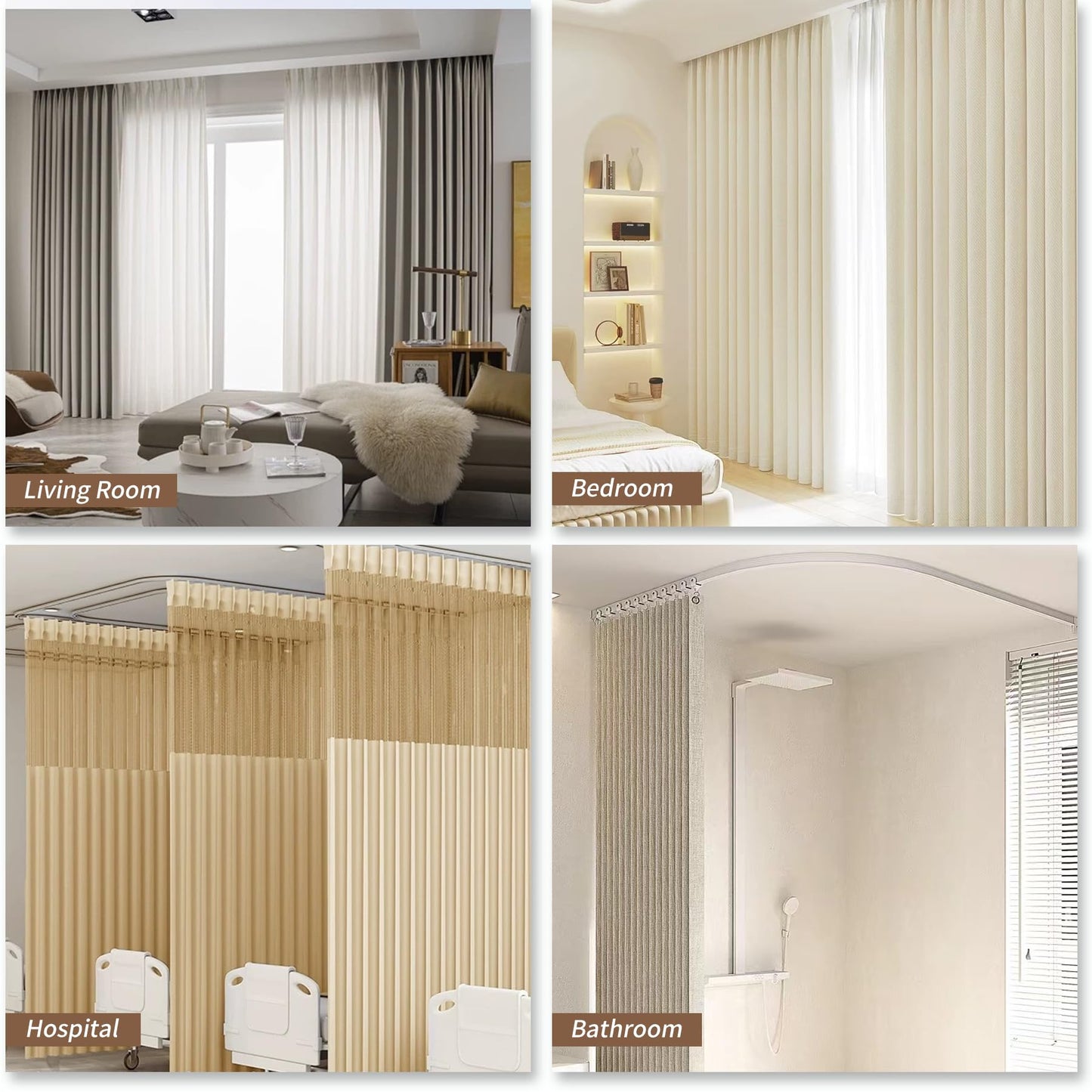 JIHXYER Flexible Bendable 16.4ft (5m) Curved Ceiling Mount Curtain Track, PVC White Matte, for Home, Office, RV, Bathroom