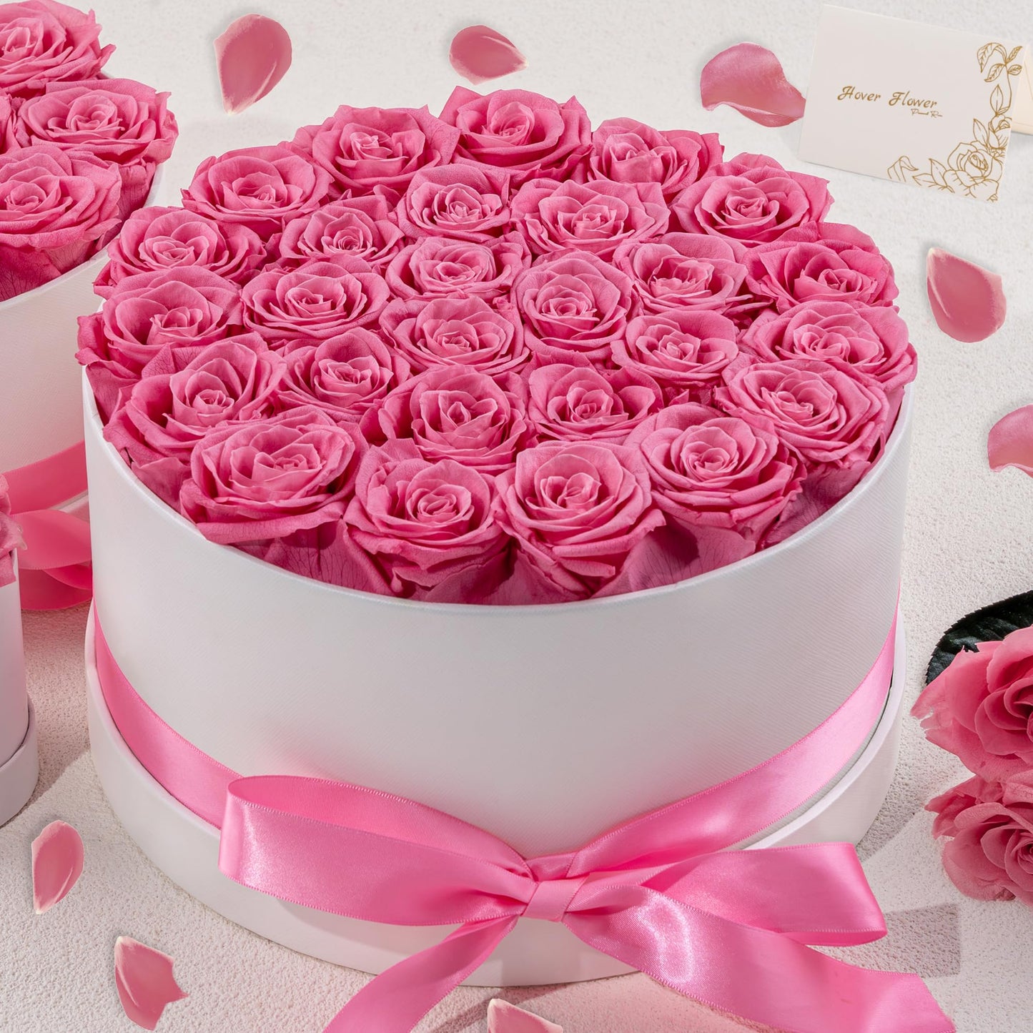 27 Forever Roses in Luxury White Box, Eternal Real Roses Birthday Gifts for Women, Preserved Flowers for Delivery Prime, Anniversary, Valentine's Day, Mothers Day for Mom (Pink)