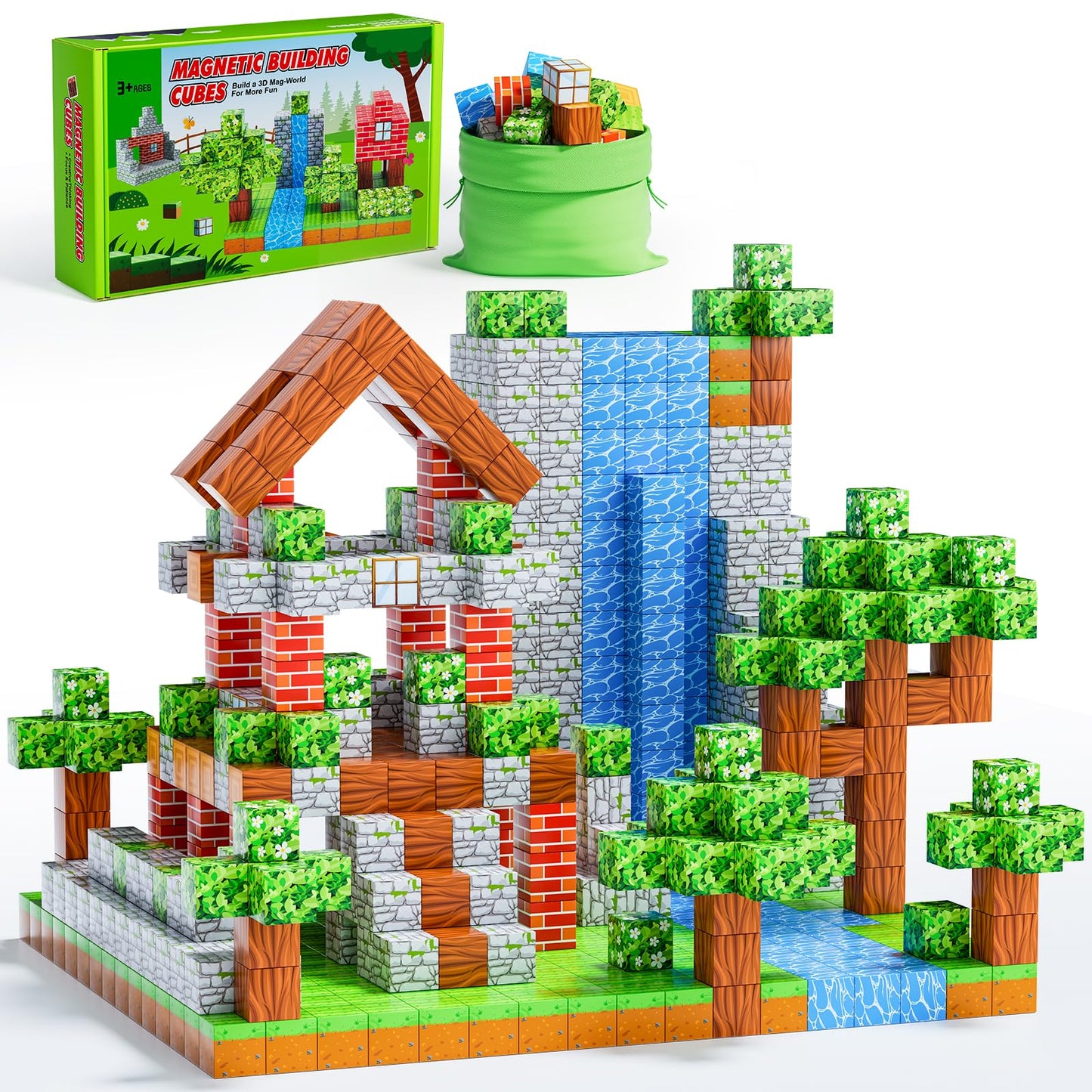 120PCS Magnetic Blocks - Build Magnet World Edition, Magnetic Blocks for Kids Ages 3-5, 4-8, 8-12, for Boys & Girls, STEM Montessori Sensory Toys for Toddlers Gifts for 3+ Years Old