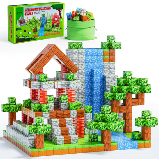 120PCS Magnetic Blocks - Build Magnet World Edition, Magnetic Blocks for Kids Ages 3-5, 4-8, 8-12, for Boys & Girls, STEM Montessori Sensory Toys for Toddlers Gifts for 3+ Years Old