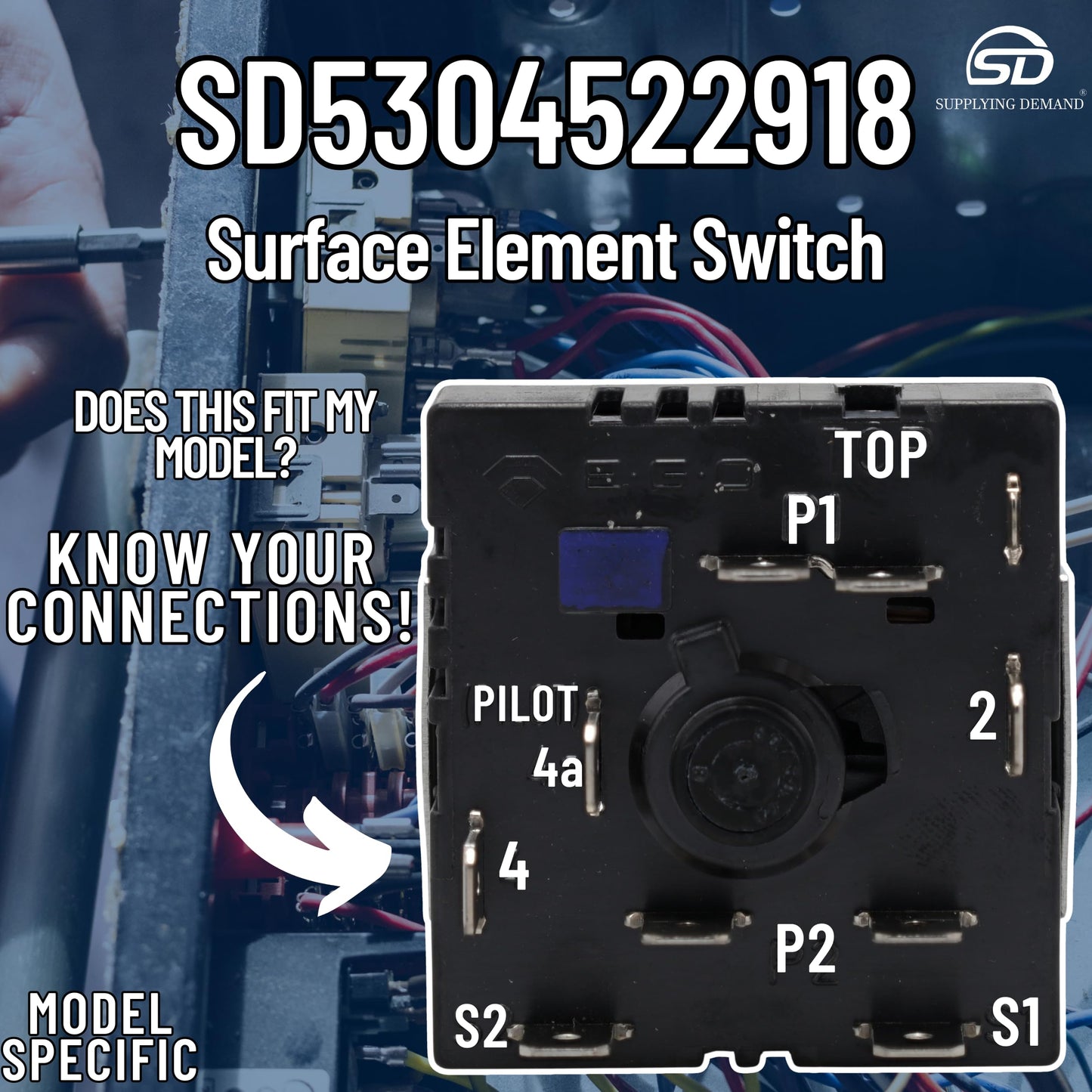 Supplying Demand 5304522918 Range Surface Element Infinite Control Switch - Replaces AP6983743, PS12746358