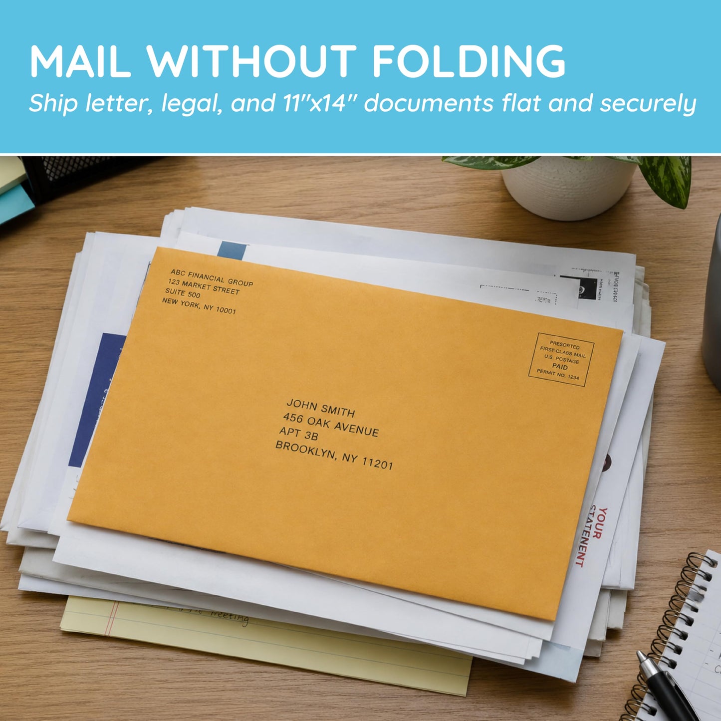 Blue Summit Clasp Envelopes, 12 x 15.5-Inch, Thick 28lb Kraft Paper, Clasp with Gummed Seal, 100 Envelopes