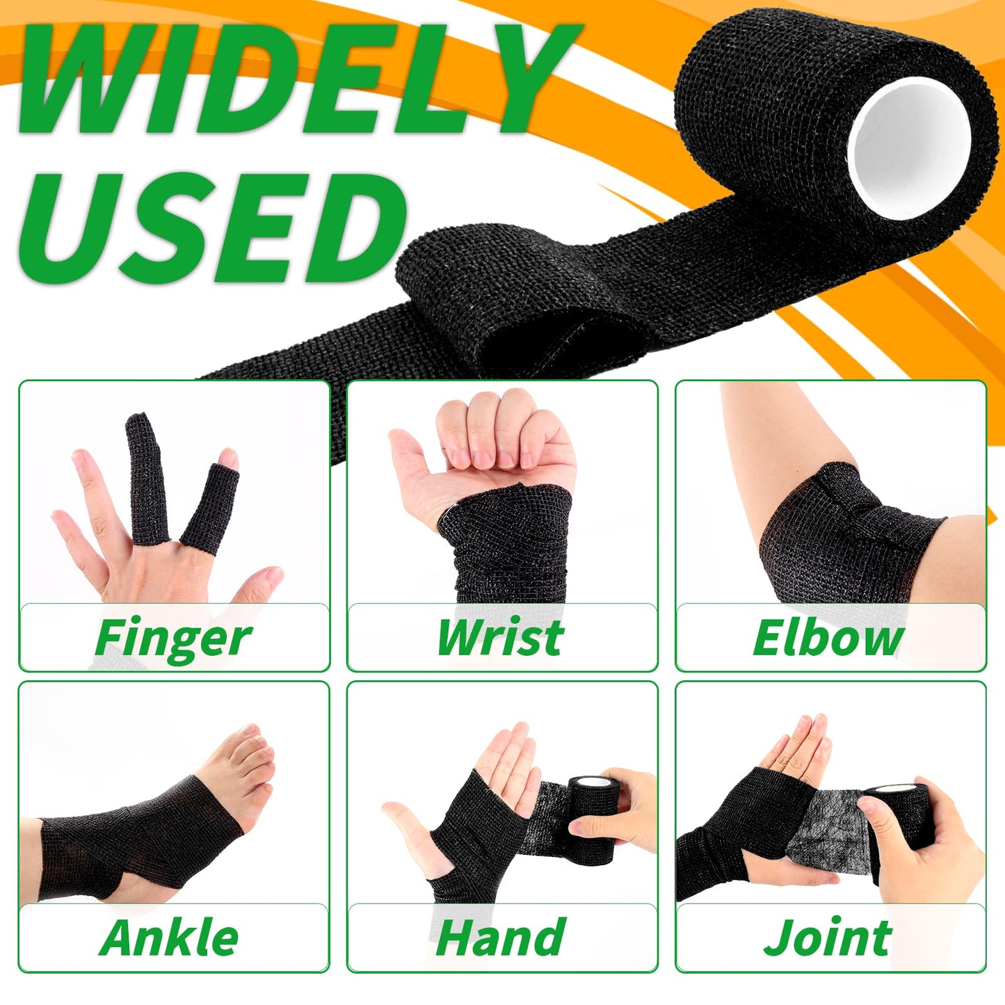 120 Pack Black Self Adhesive Bandage Wrap Bulk 2 Inch x 5 Yards Cohesive Bandage,Vet Wrap Breathable Elastic Self-Adherent Tape for Stretch Athletic Sports Wrist Ankle Dogs Pet Vet Wrap