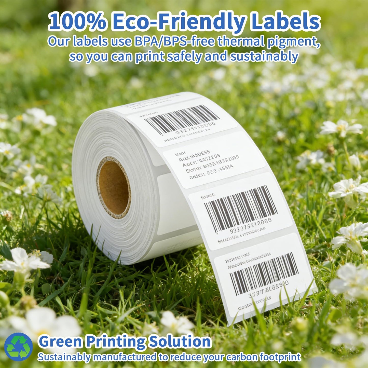 2" X 1” Direct Thermal Labels,Permanent Adhesive，White Self-Adhesive Barcode Label Paper Compatible with Direct Thermal Printers for Business Use(10 Rolls, 1000 Labels/Roll)