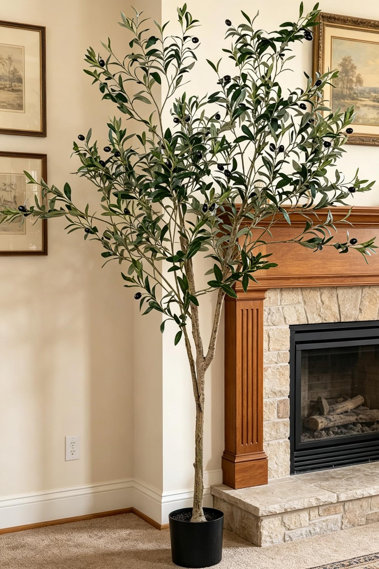 Artificial Olive Tree for Living Room Decor, 6FT Bendable Fake Plants Artificial Indoor, Faux Silk Plant Fake Trees in Potted with Oliver Branch Leaves and Fruits for Modern Home House Office Décor