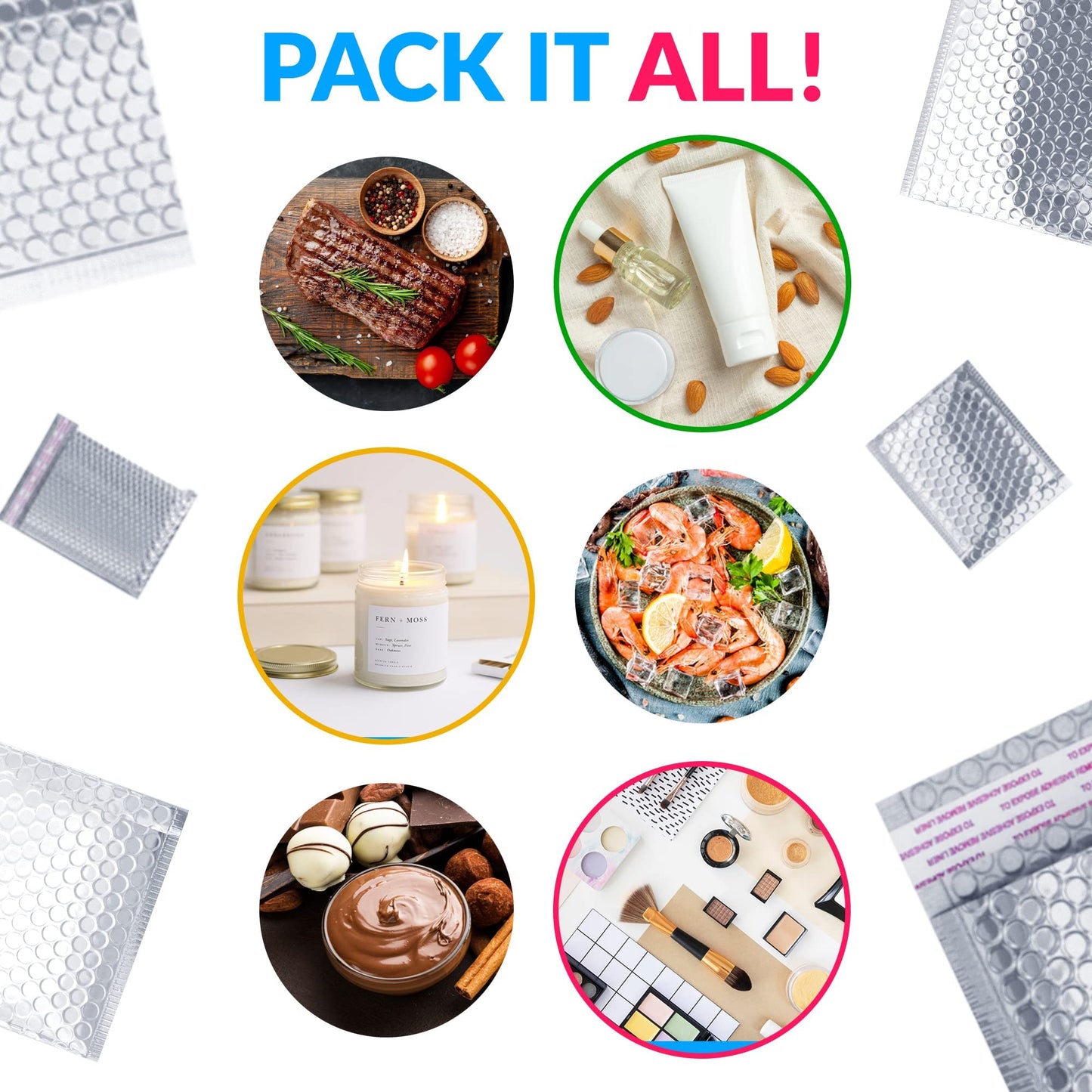 ABC PACK & SUPPLY Thermal Bubble Mailer, 6.5 x 10.5 Inch Metallic Foil Insulated Envelopes, 25 Pack Self Seal Waterproof Shipping Mailers for Cold Shipping Food, Cosmetics & Perishables